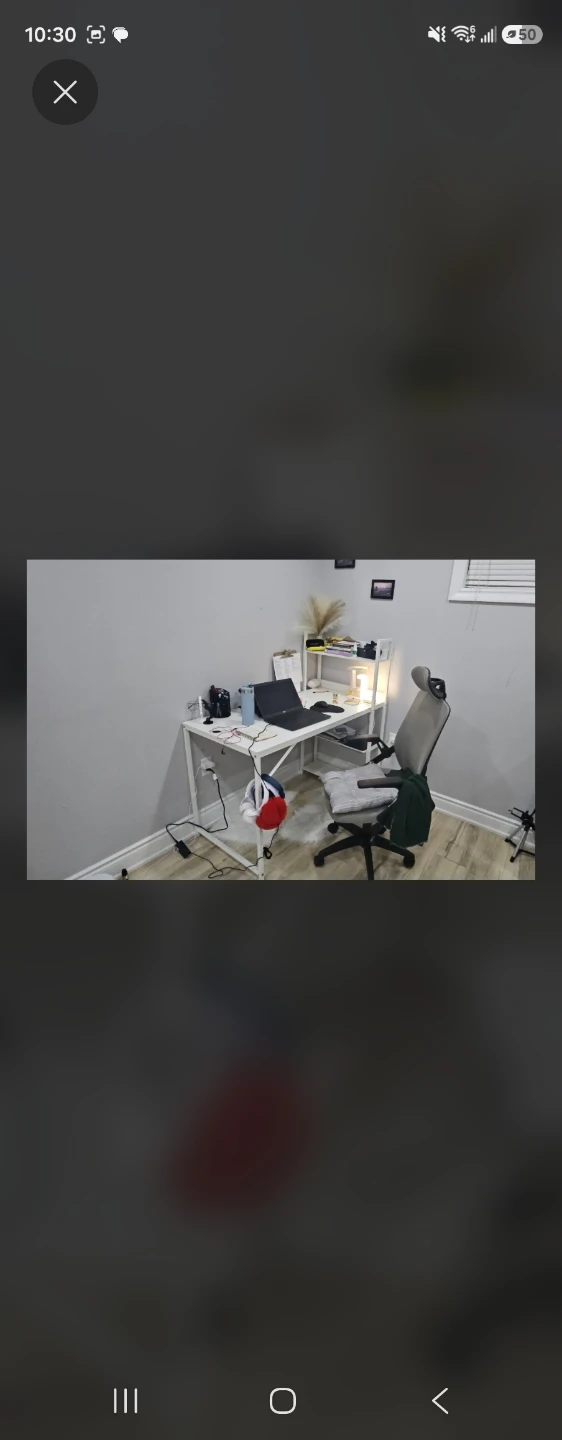 White Computer Desk with Attached Shelving with Office chair - photo 2