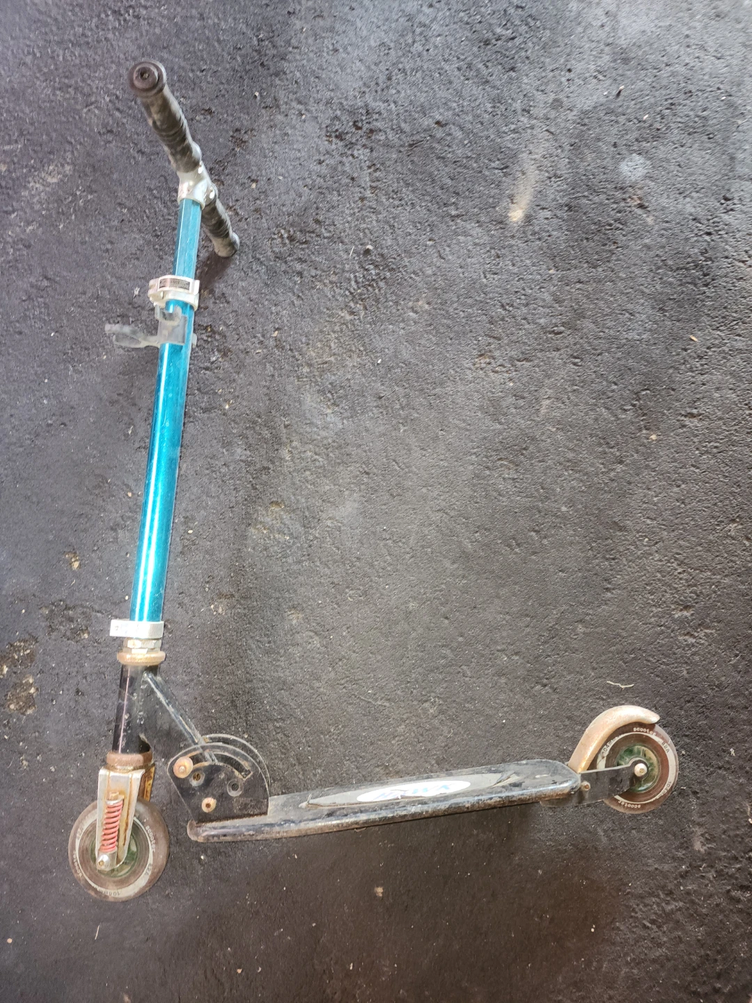 Blue and black foldable kick scooter