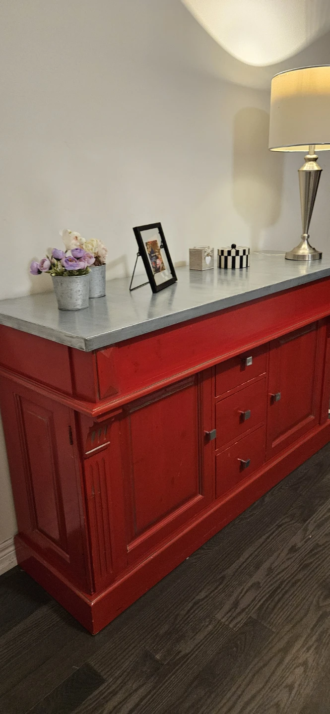 Beautiful Red Sideboard with Zinc Top - photo 4
