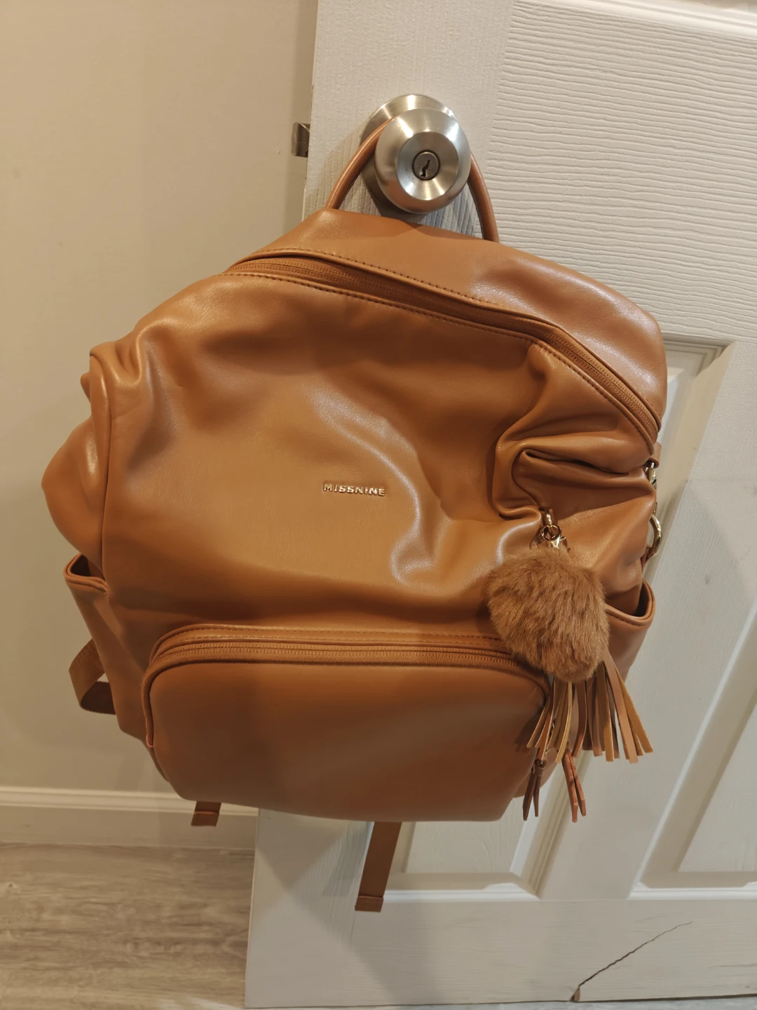 MISSNINE Brown Faux Leather Backpack - photo 2