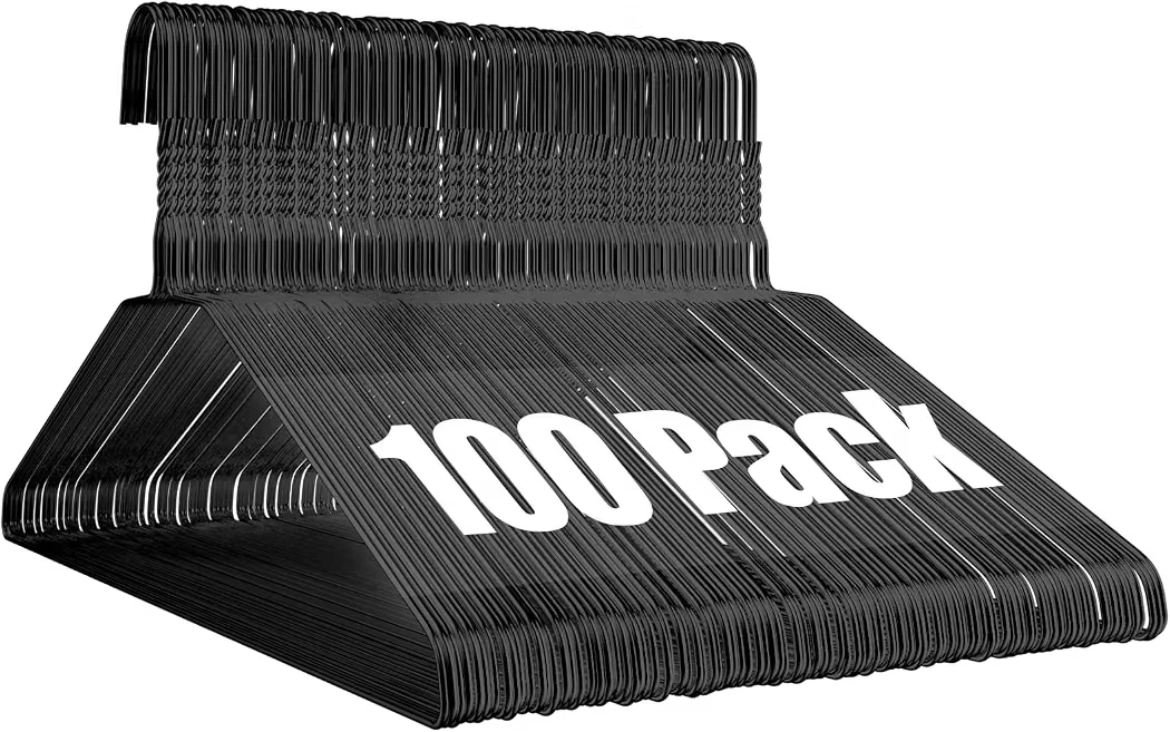 NEW In Box 100 Pack Black Metal Clothes Hangers