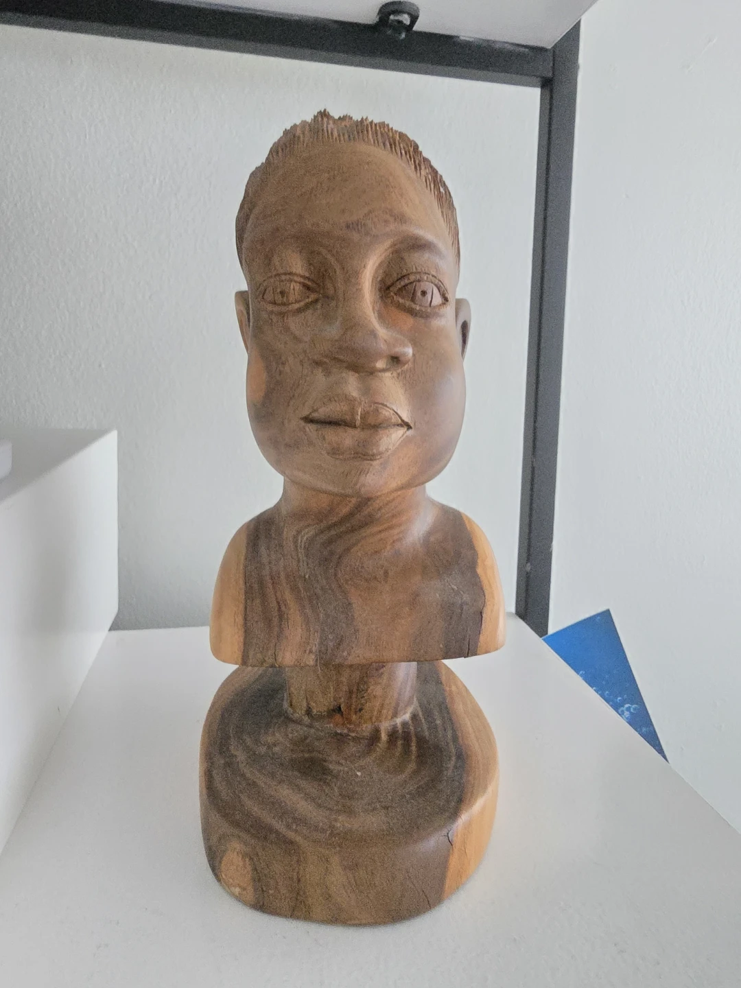 Hand-Carved Wooden Bust Sculpture - photo 2