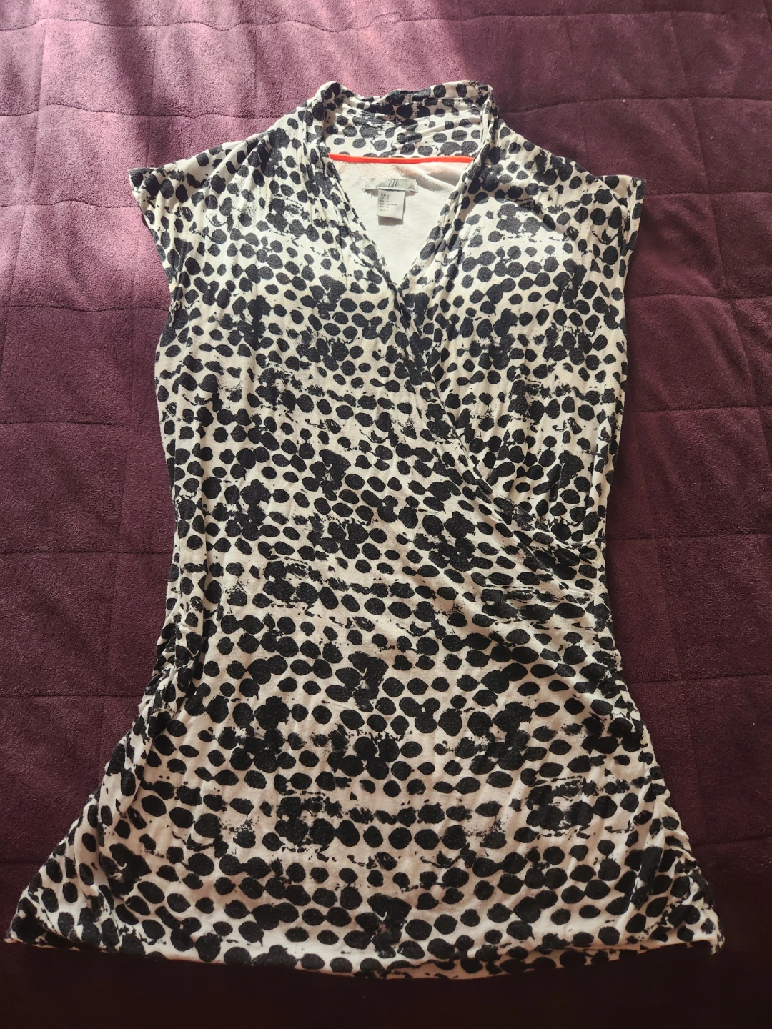 H&M Black and White Patterned Wrap Top