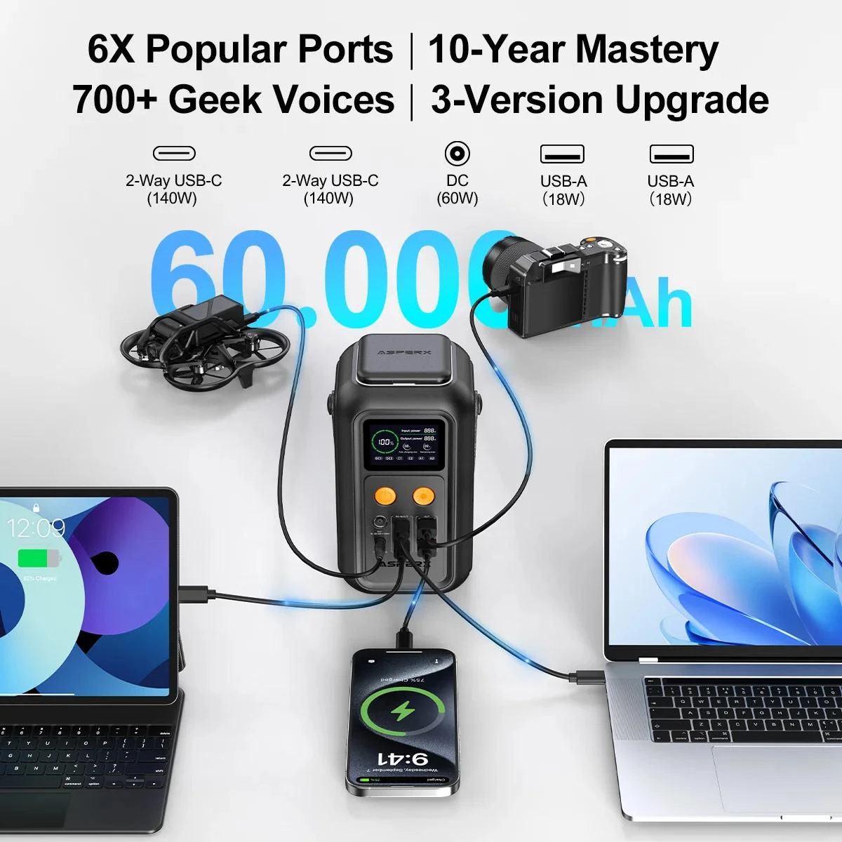 60000mAh 192Wh 200W Powerbank Portable Power Station - photo 2