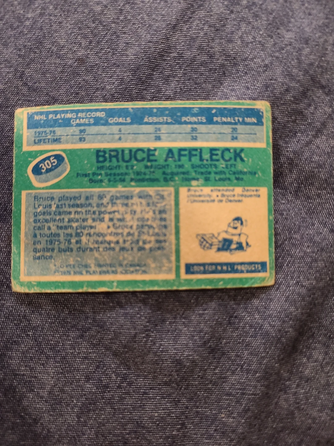 1976-77 O-Pee-Chee Bruce Affleck Hockey Card - photo 2