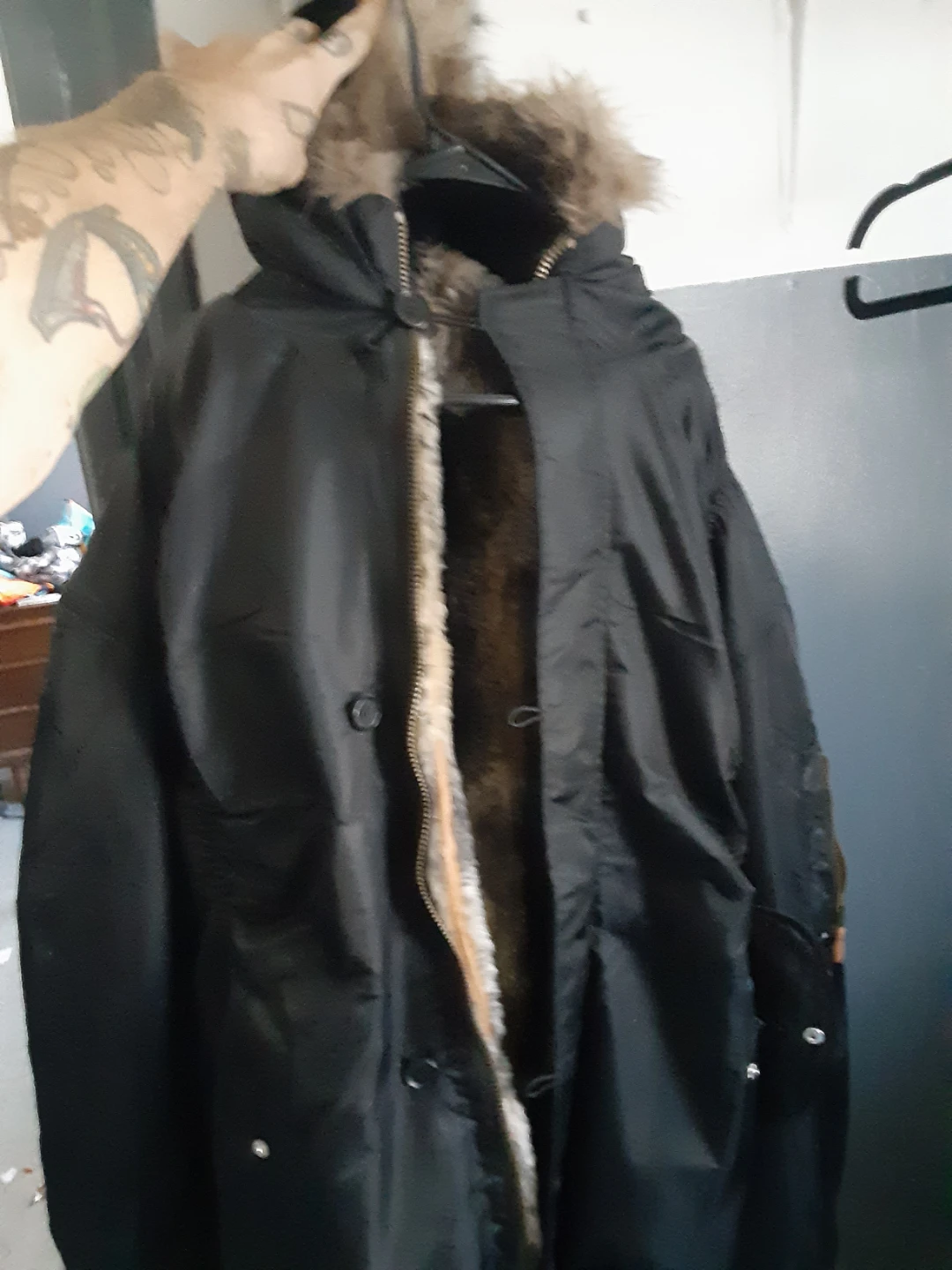 Black Parka with Faux Fur Lining - photo 2