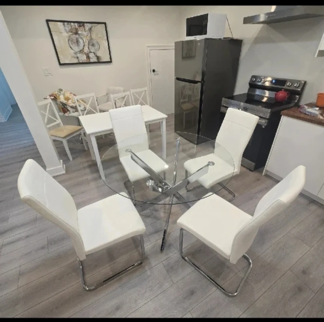 Glass Dining Table with 4 Chairs