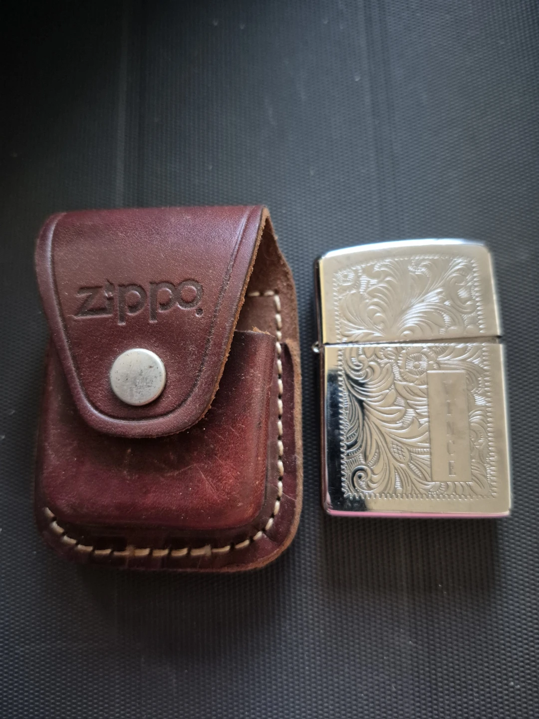 Zippo Lighter with Leather Pouch