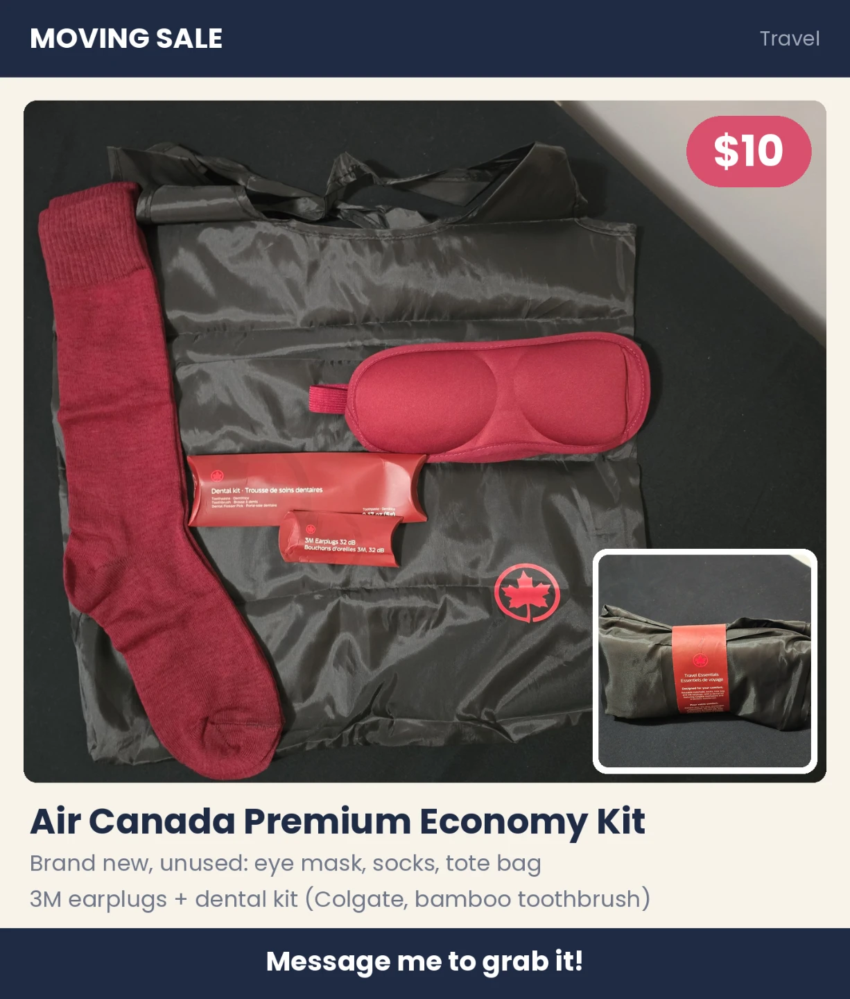 Air Canada Premium Economy Travel Kit