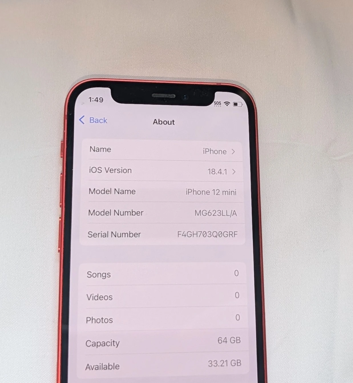 NICE RED APPLE iPhone 12 MINI 64GB FOR AT&T or Cricket NETWORK - photo 4