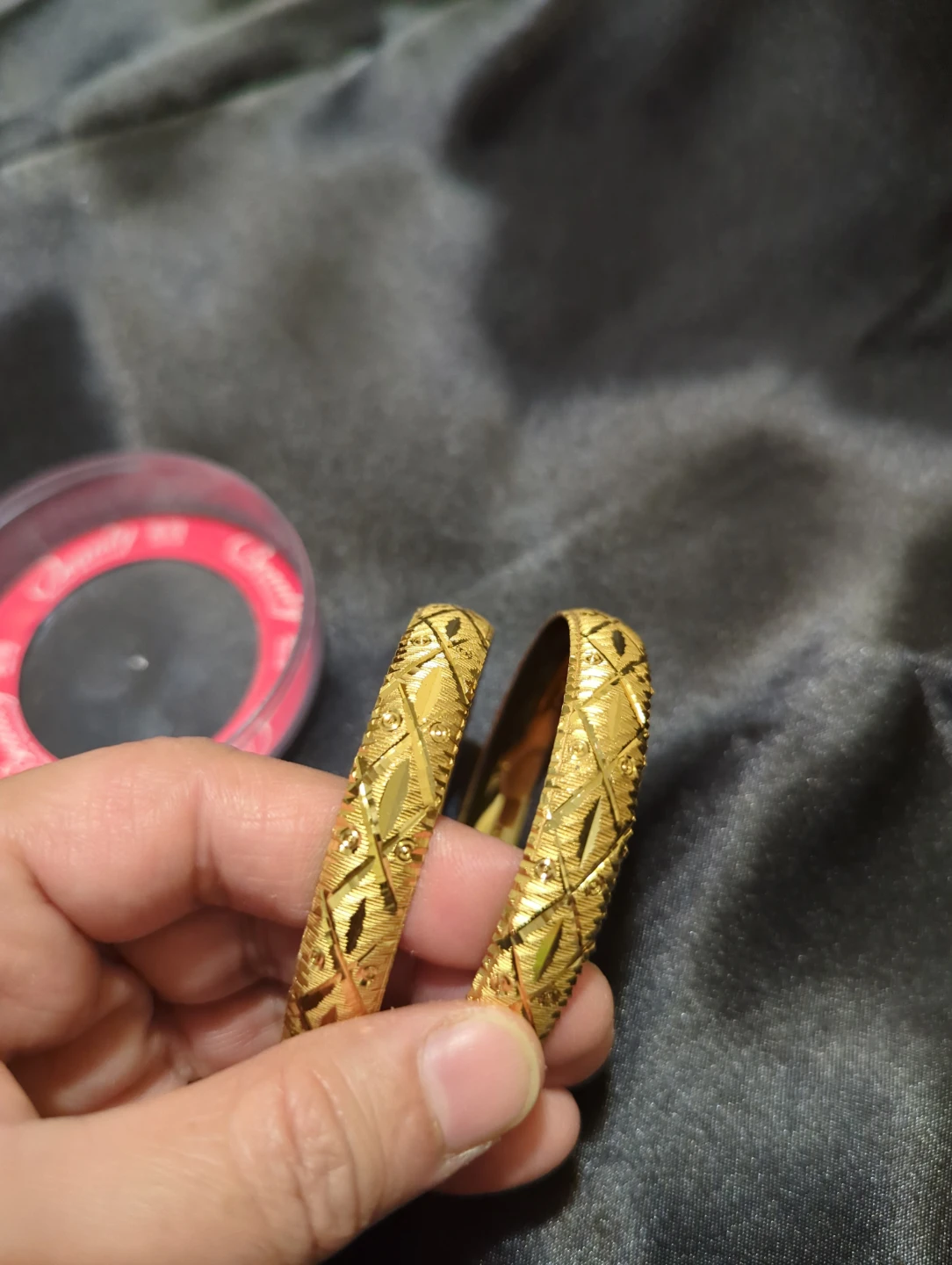 Two Gold-Tone Etched Bangles - photo 2