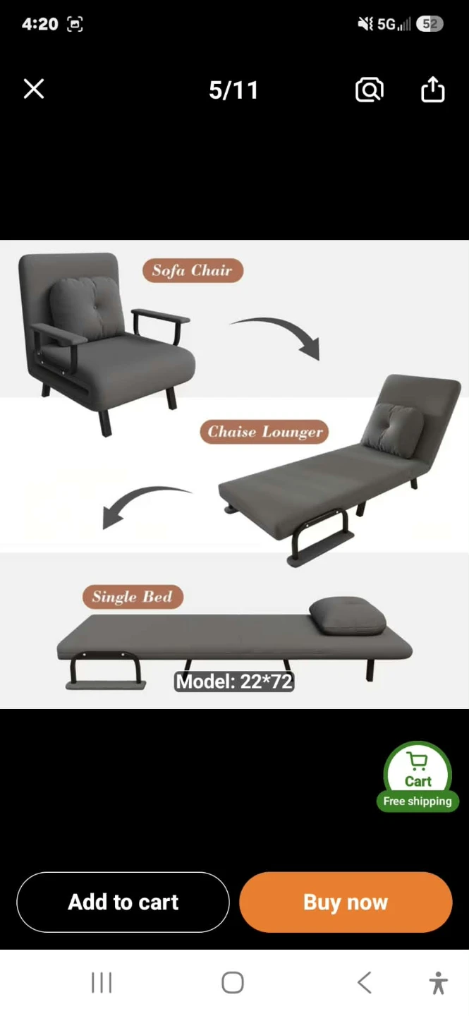 Convertible Sofa Chair and Bed - photo 3