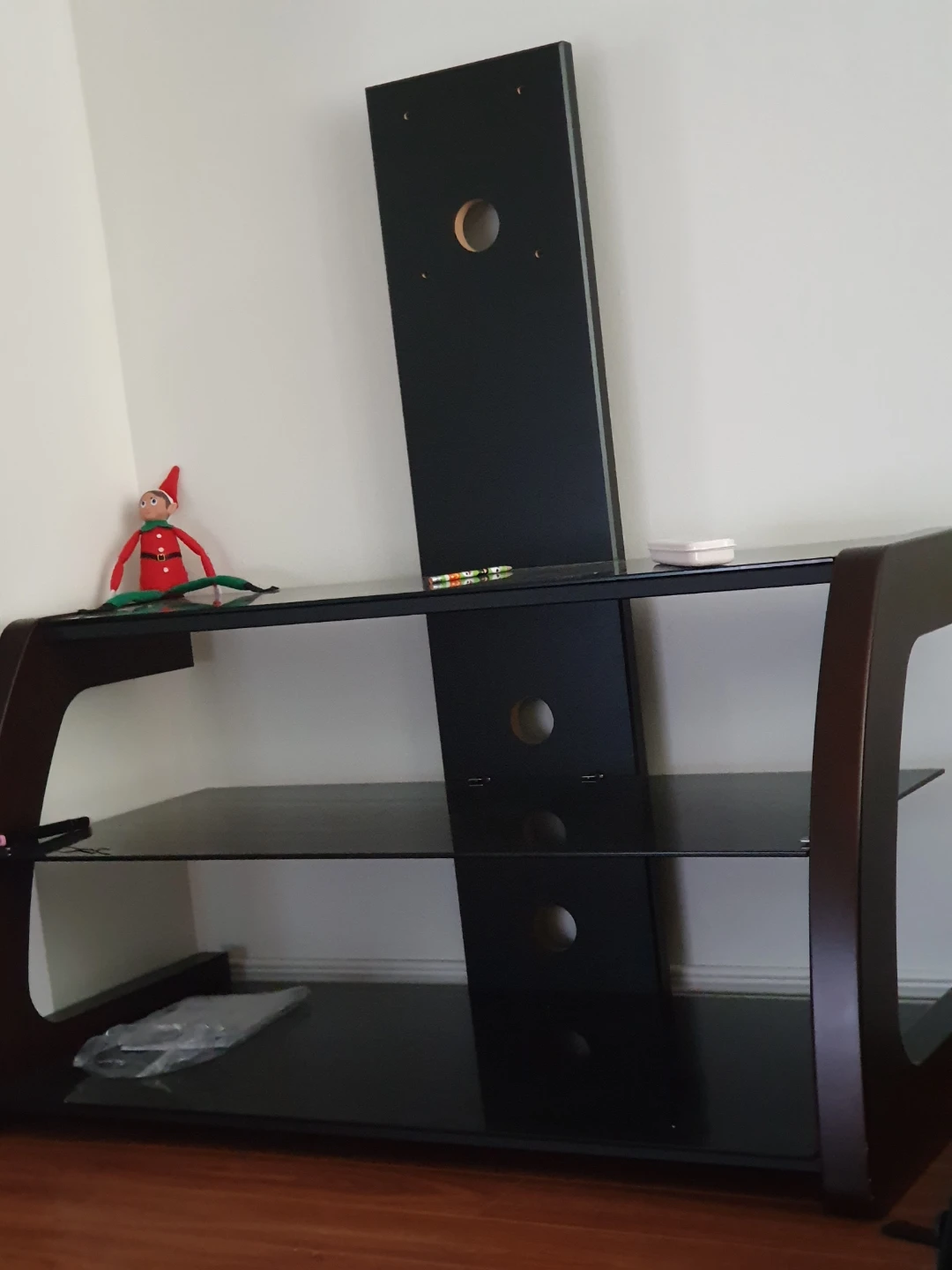 Black Glass TV Stand with Mount