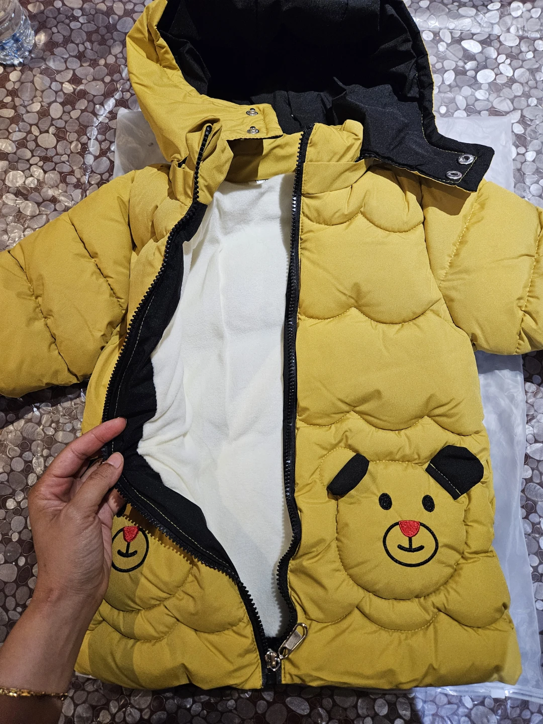 Mustard Yellow Bear Puffer Jacket - photo 3