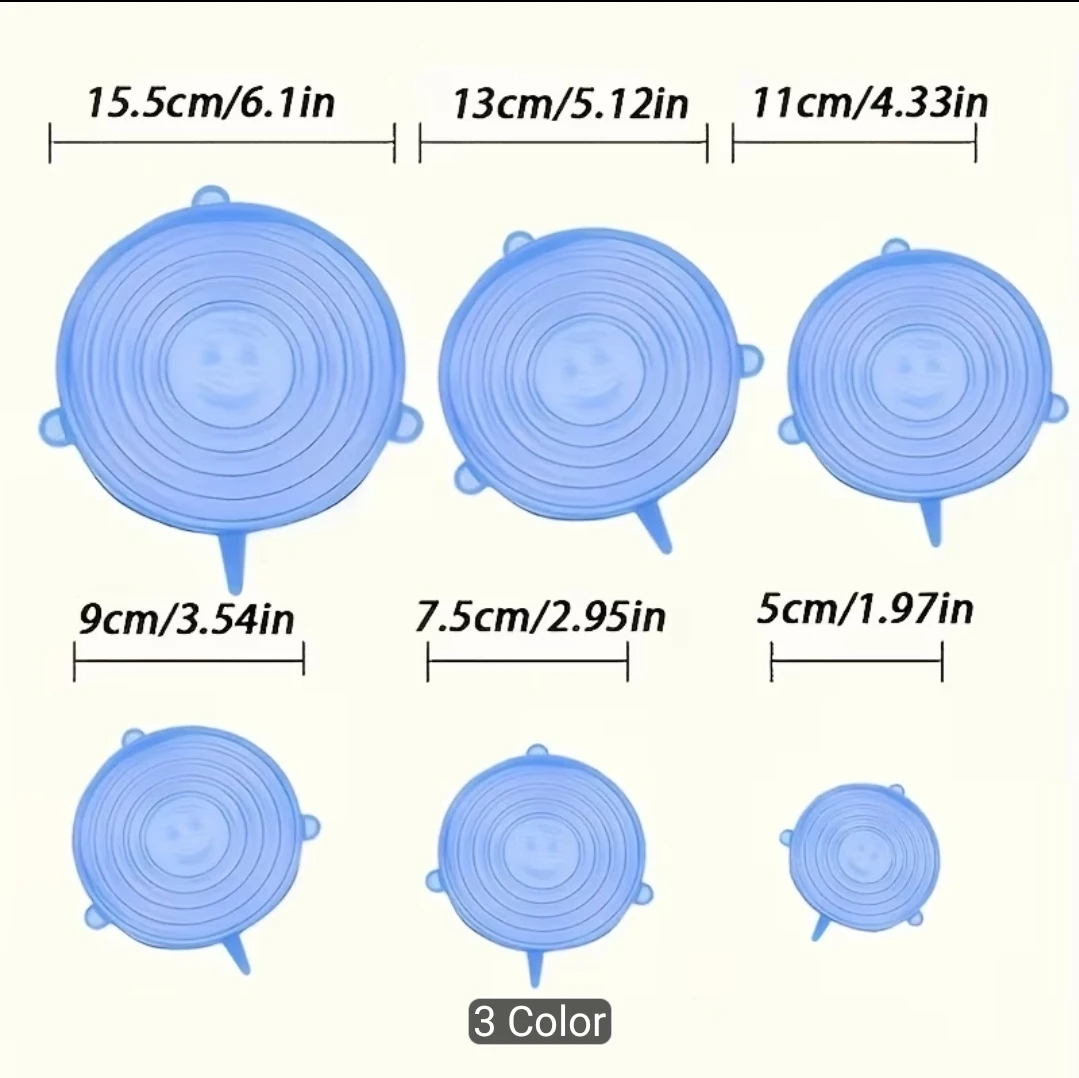 Set of 6 Silicone Stretch Lids