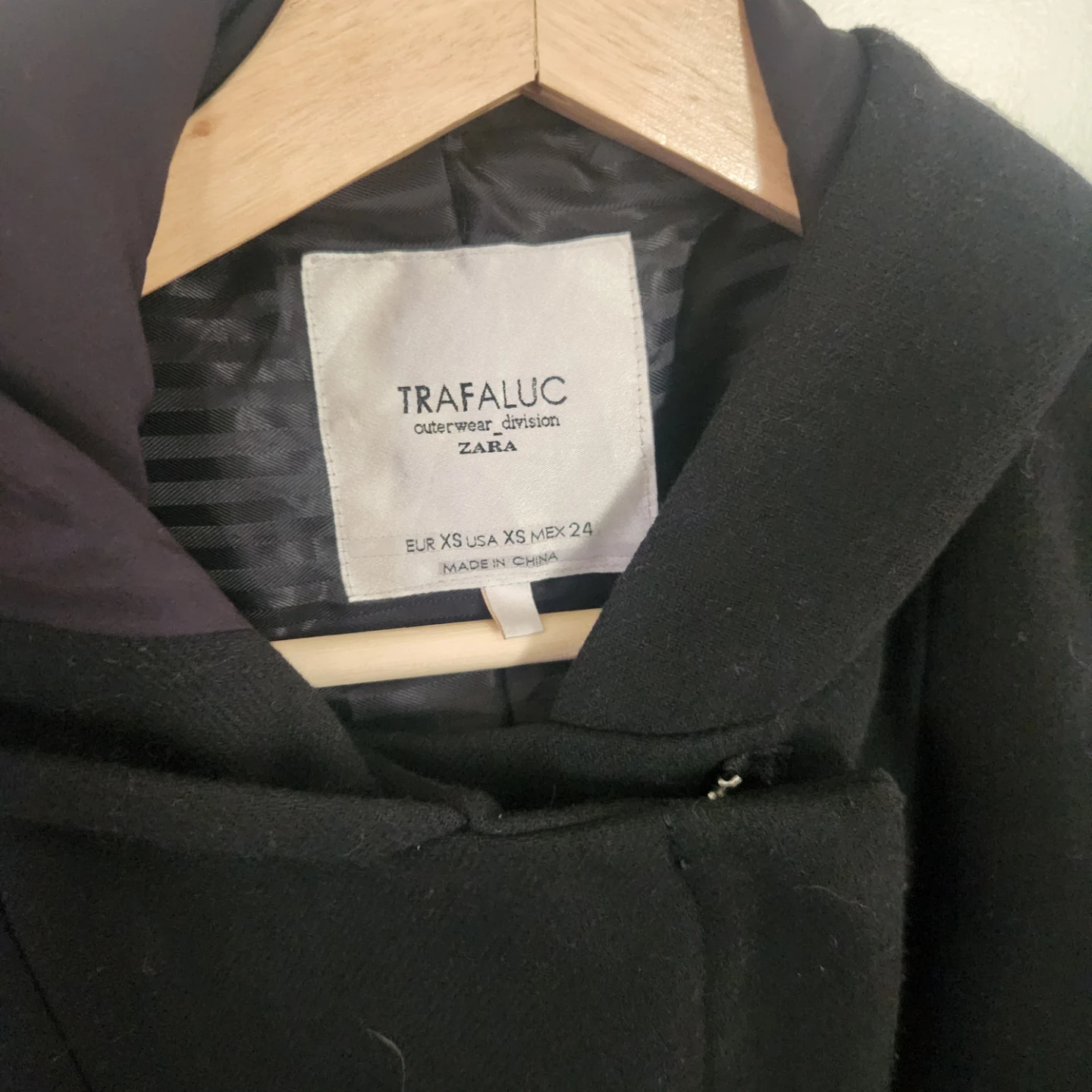 Zara Trafaluc Hooded Coat Black Size XS - photo 2