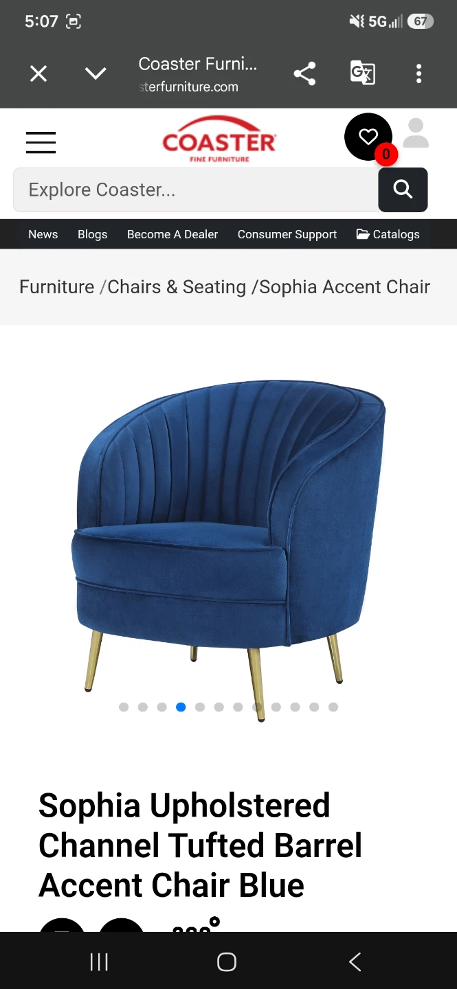Coaster Furniture Sophia Blue Channel Tufted Barrel Chair - photo 4