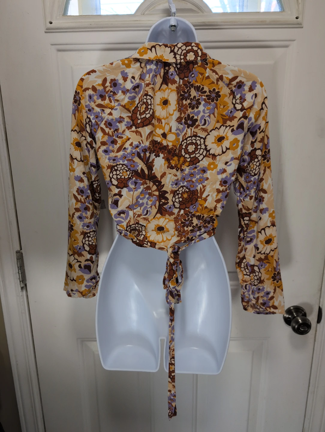 Floral Print Wrap Long Sleeve Top - photo 4