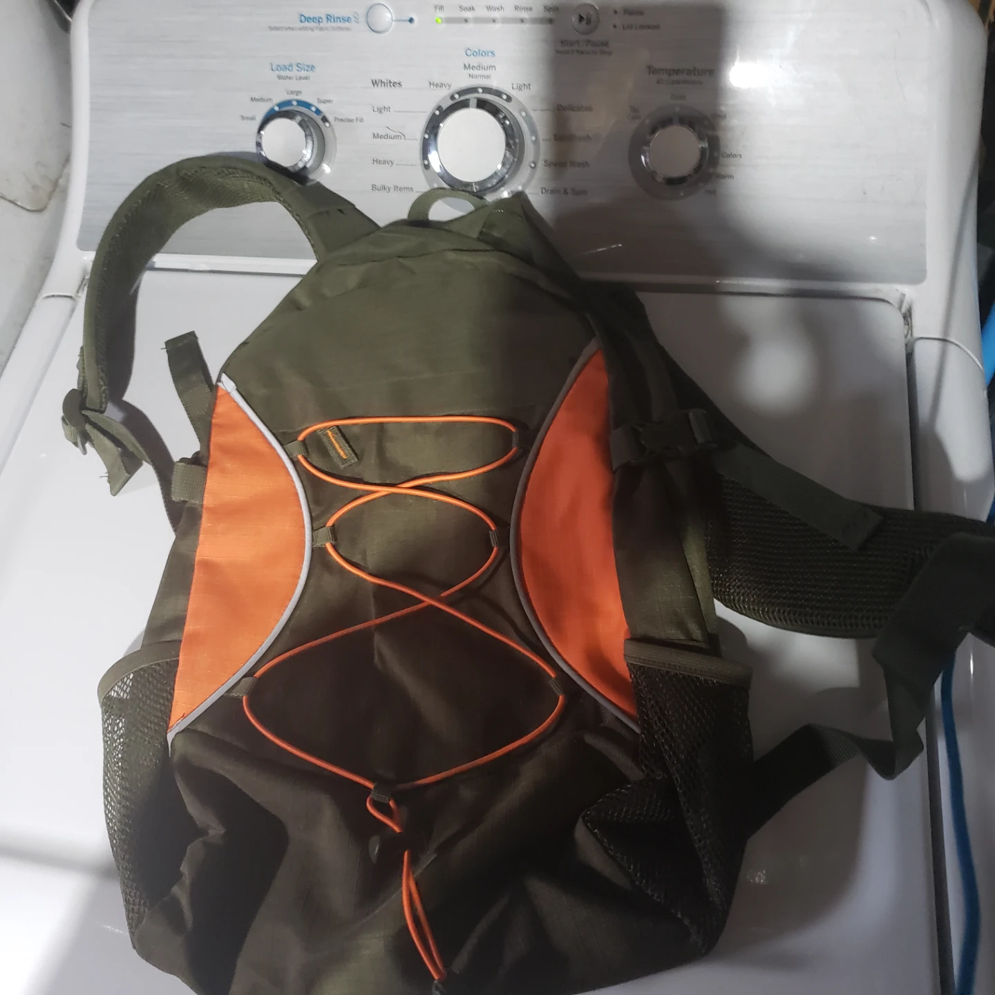 Olive Green and Orange Hiking Backpack