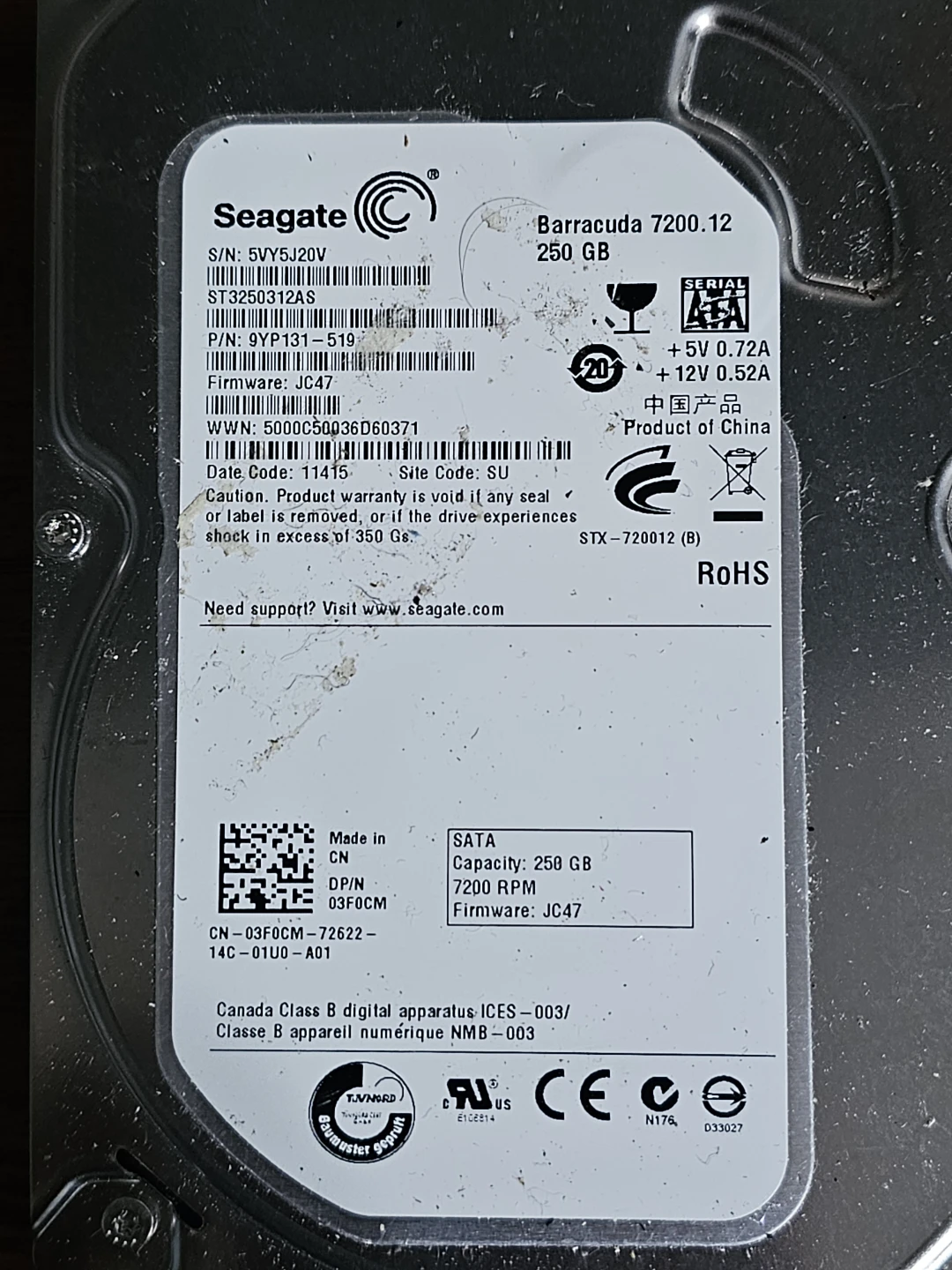Seagate Barracuda 7200.12 250GB Internal Hard Drive