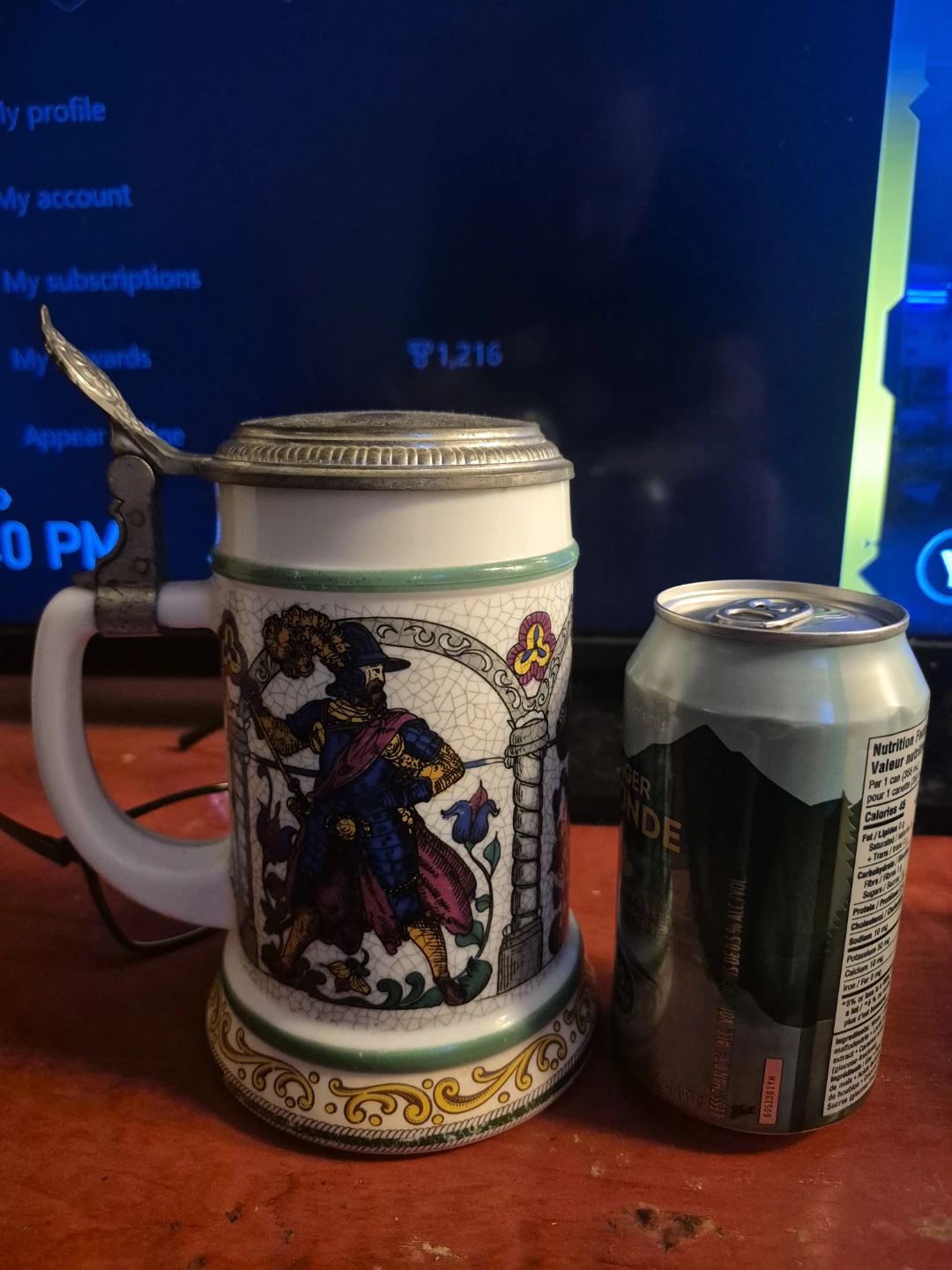Vintage German Beer Stein with Pewter Lid