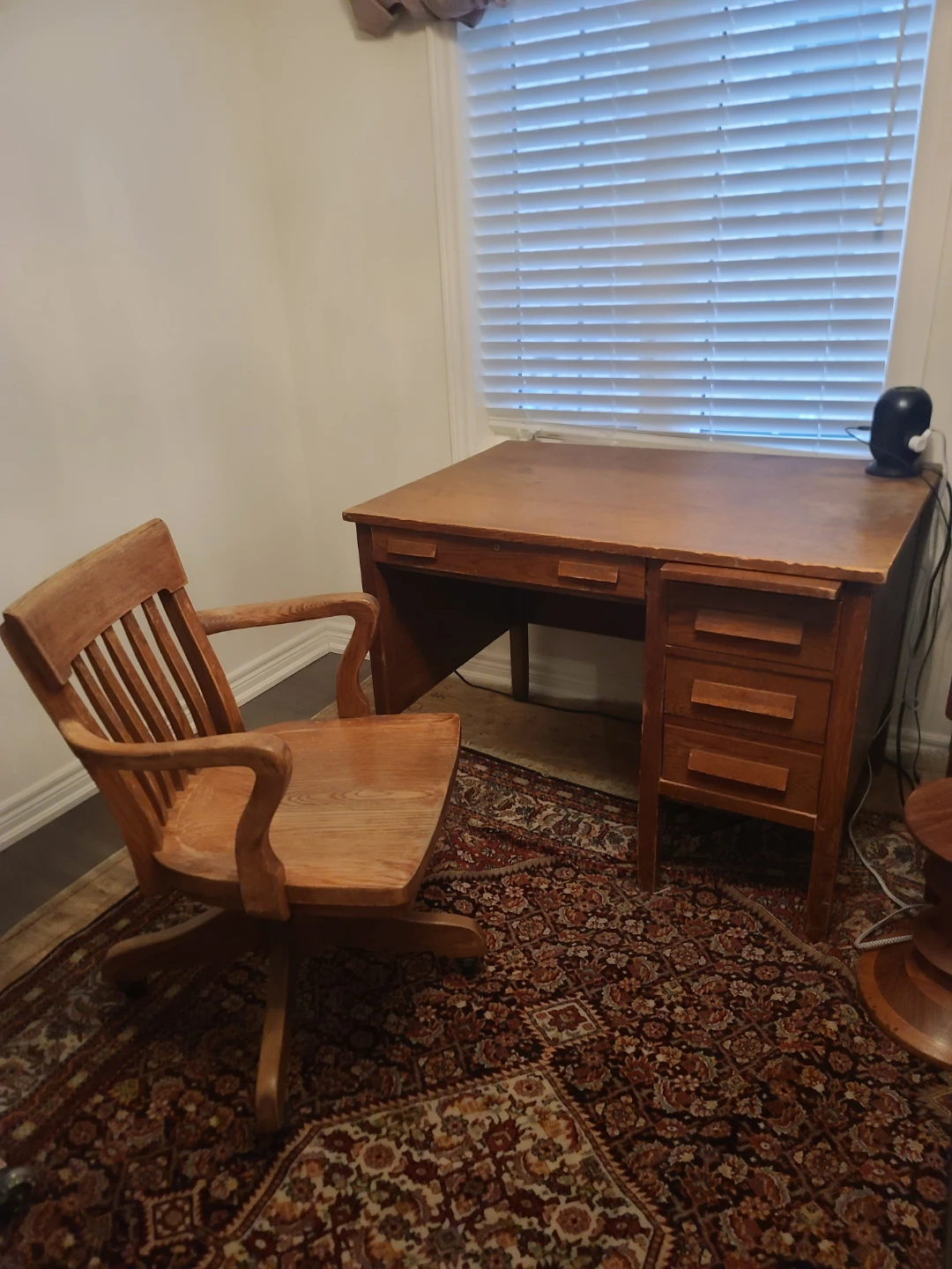 Vintage Oak Desk and Chair Set - photo 2