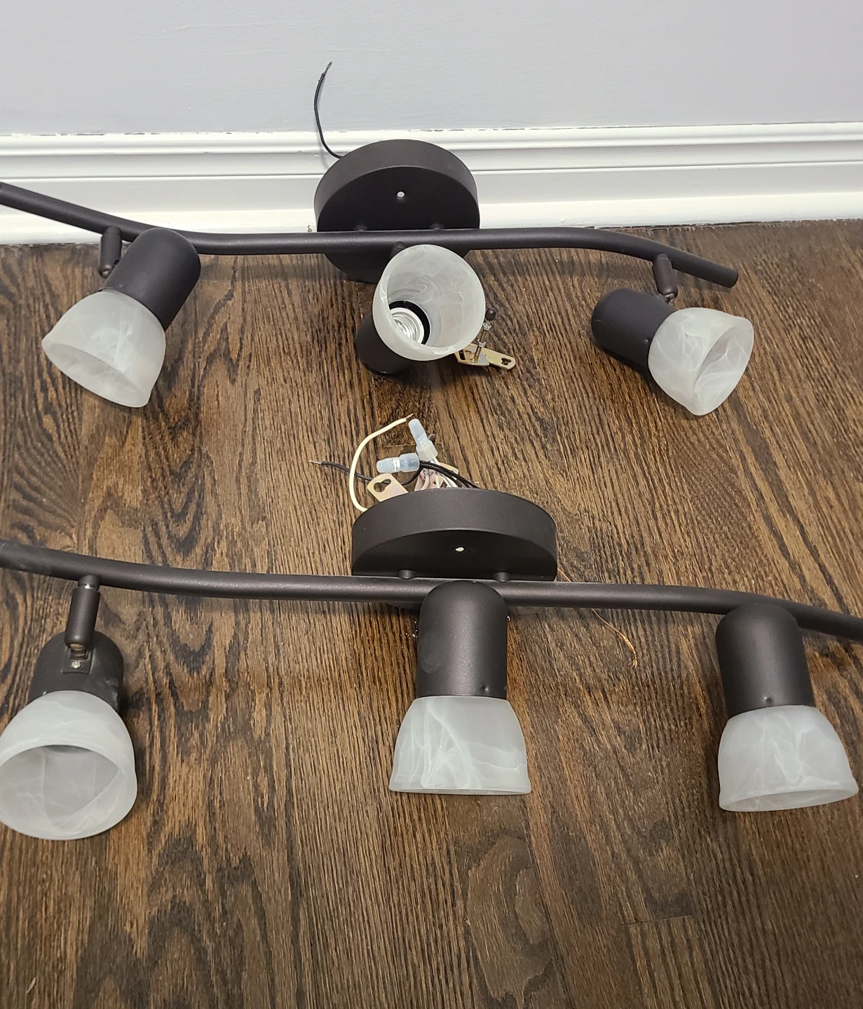 23" Bronze Finished Lighting with 3 Frosted Glass Shades