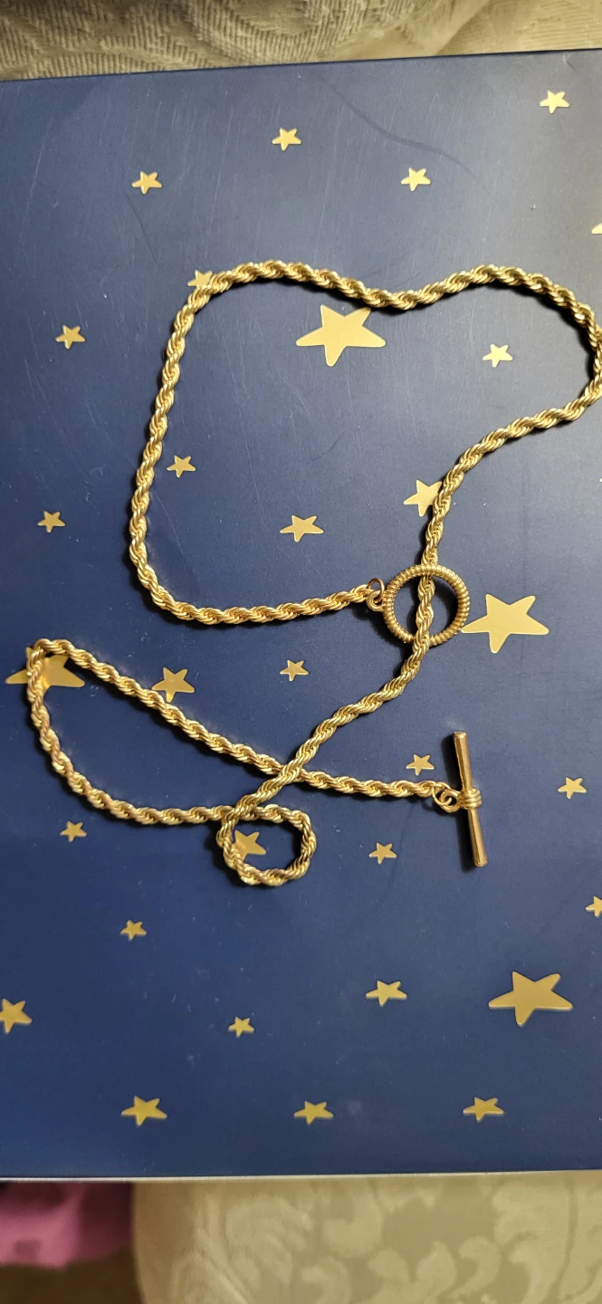 Gold-tone rope chain necklace with toggle clasp - photo 2
