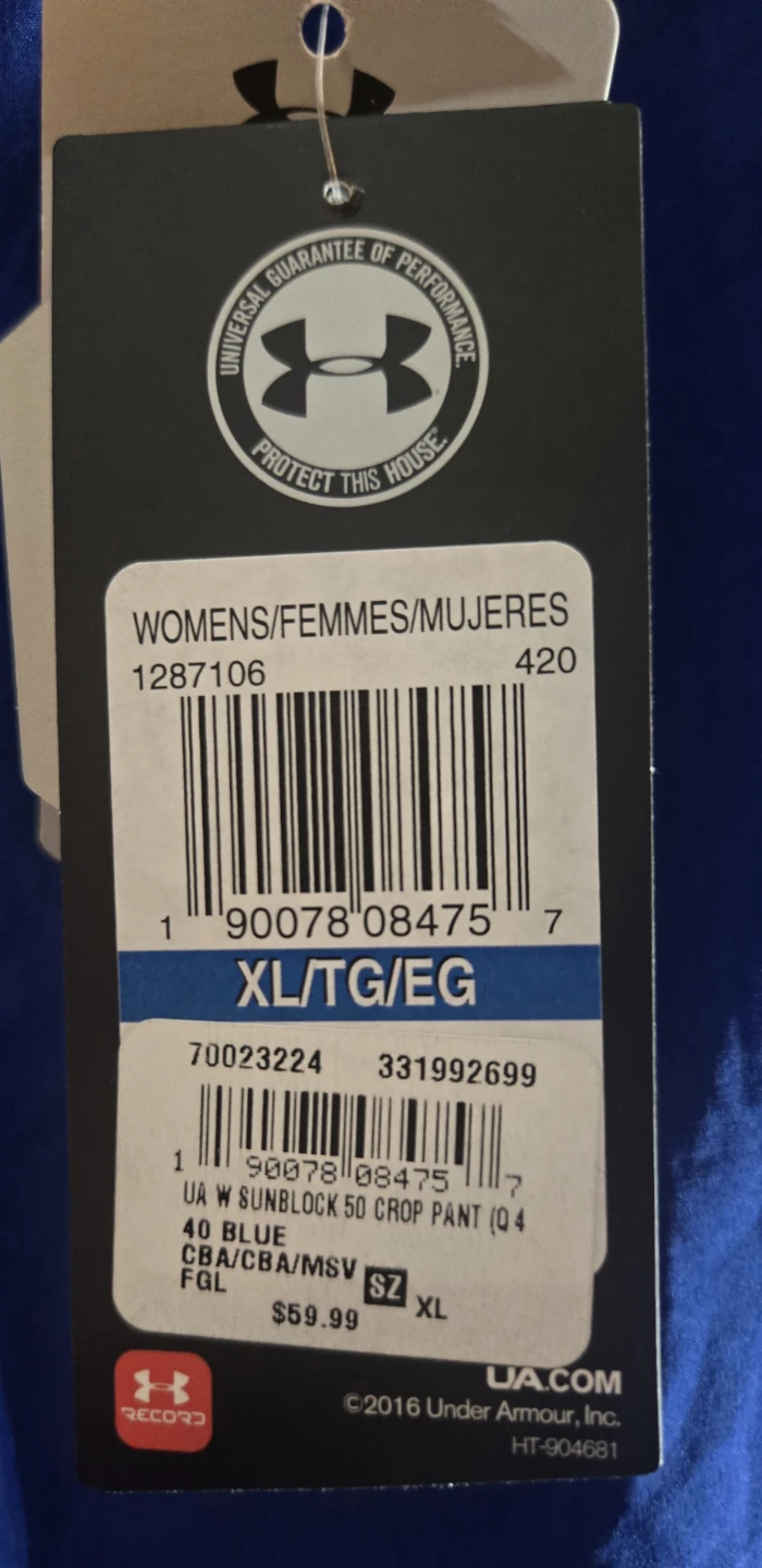 Women's XL Under Armour Crop Pants.  BNWT, UPF 50+, Blue. - photo 4