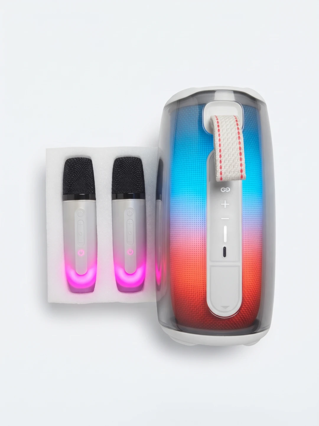 Pulse7 Bluetooth Karaoke Speaker with 2 Microphones (White) - photo 2