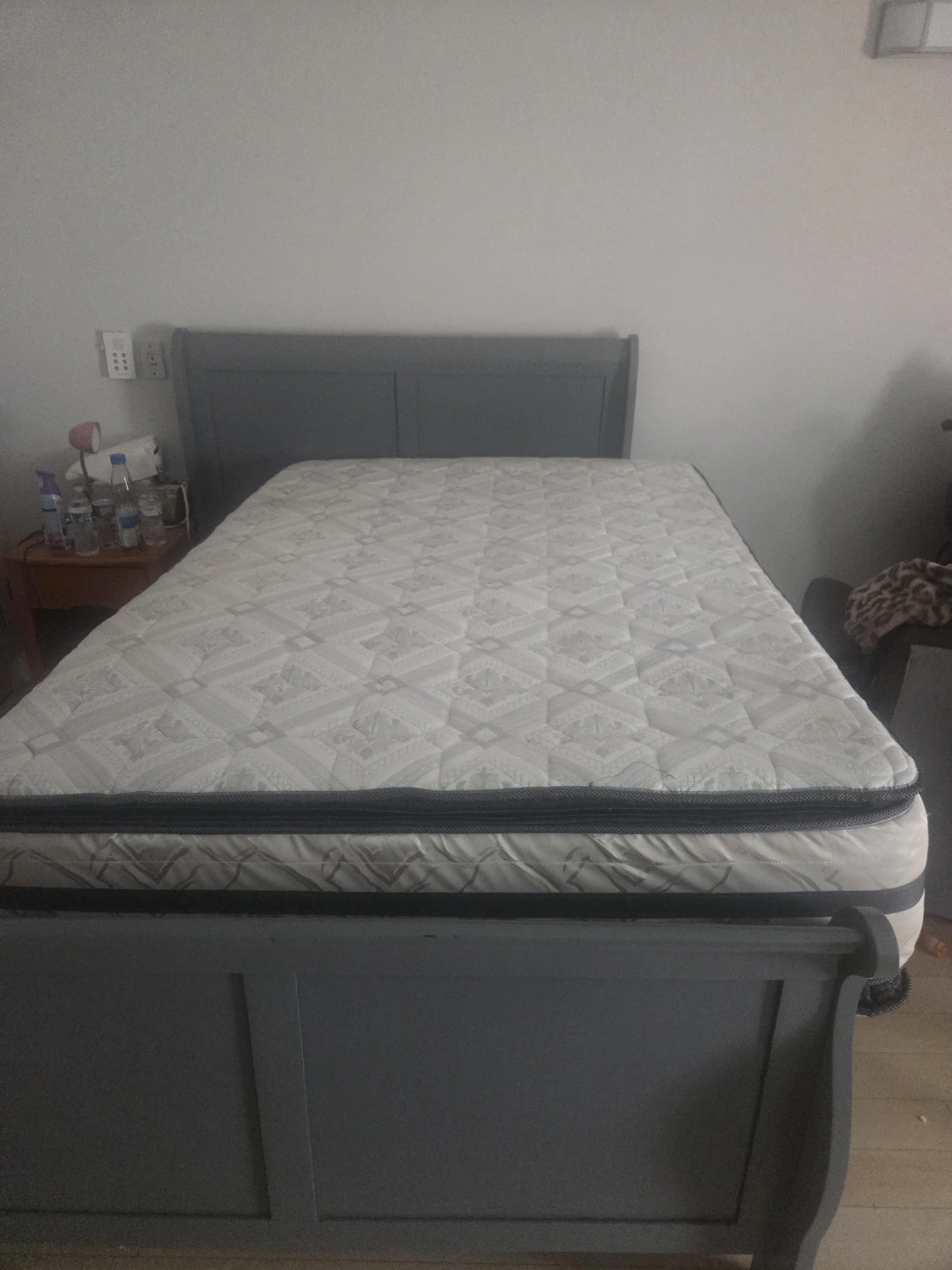 Gray Full Size Bed Frame with Mattress