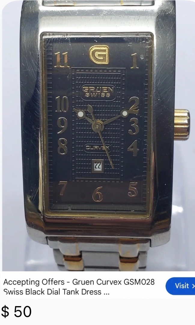 Gruen Curvex GSM028 Swiss Tank Watch