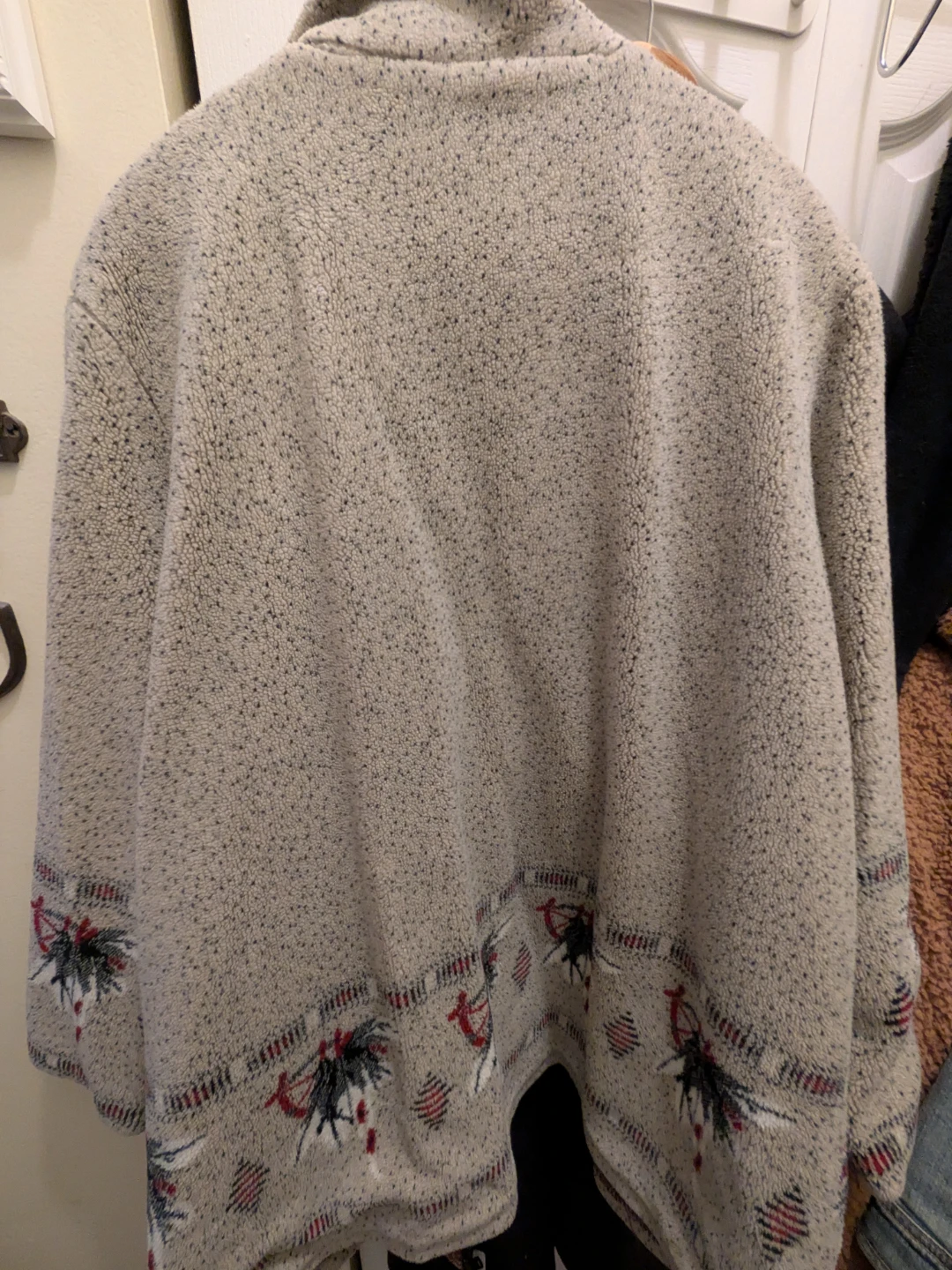 Grey Fleece Zip-Up Jacket with Pattern - photo 4