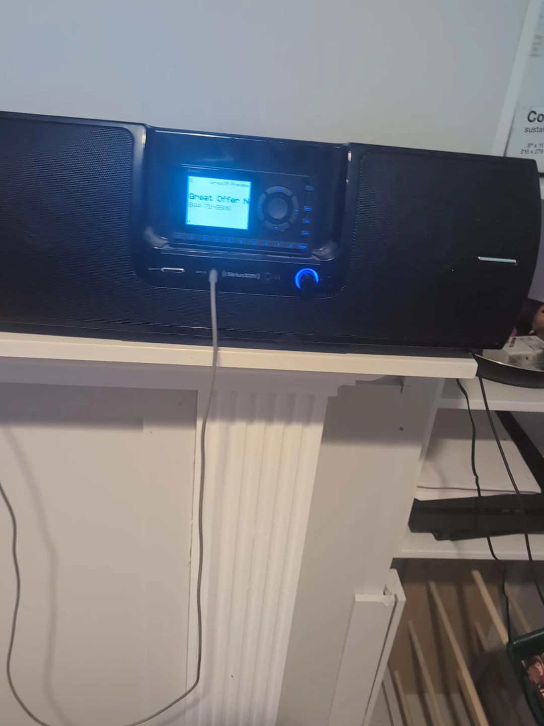 SiriusXM satellite radio boombox speaker dock.