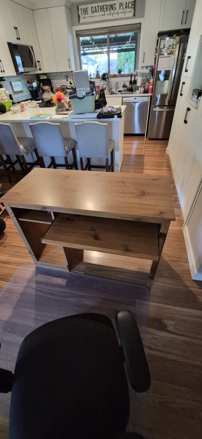 Wooden computer desk with keyboard tray - photo 3