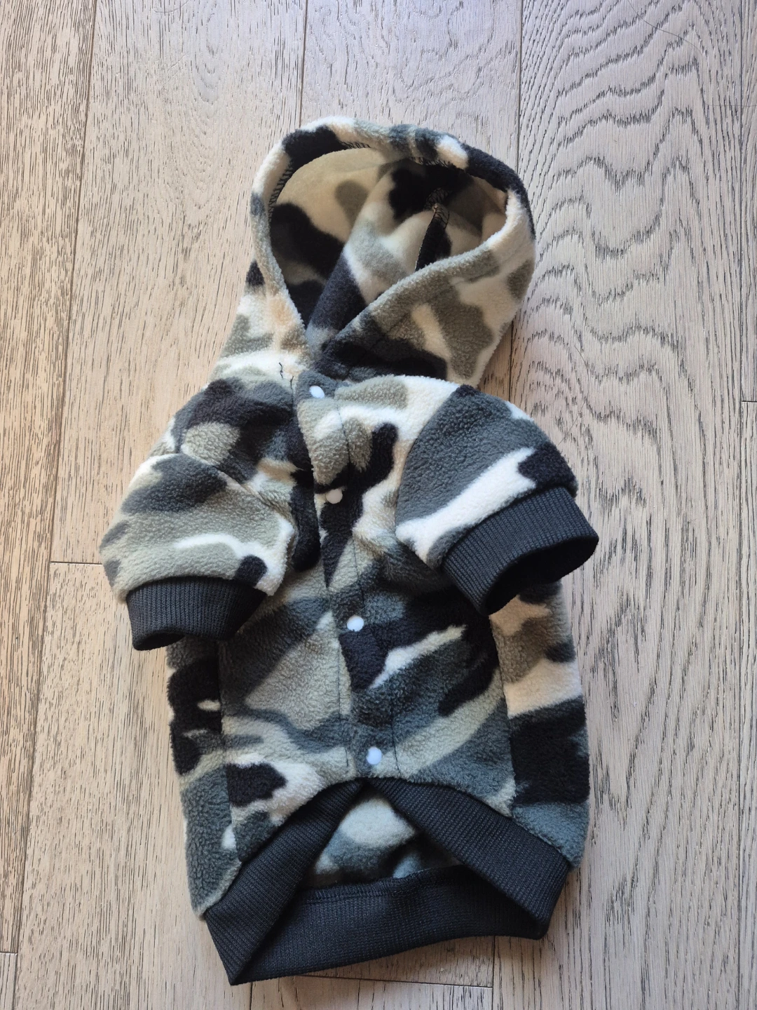 Camo Fleece Dog Hoodie Size M