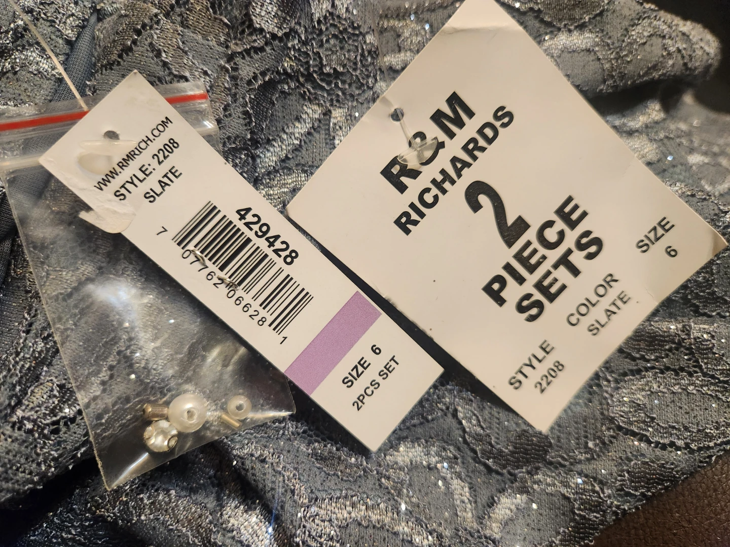 R&M Richards NWT Blue Beaded Lace Dress & Sheer Jacket 2 Set - photo 2