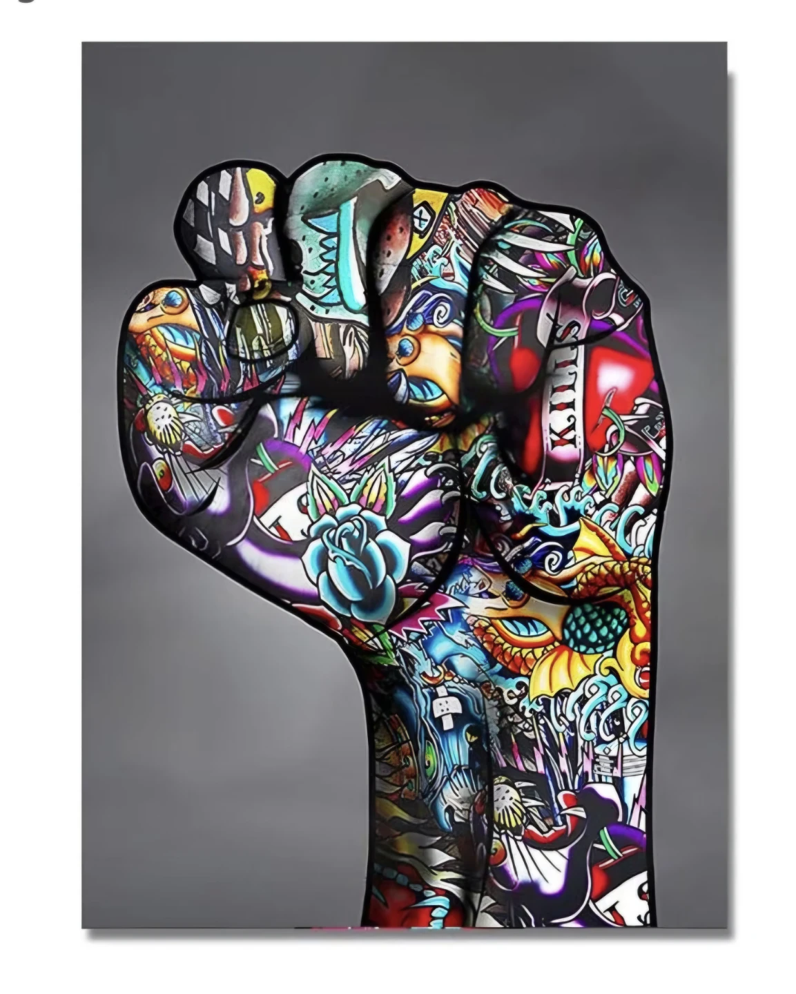 Vibrant Graffiti Style Wall Art Print on Canvas Framed 20"x28"