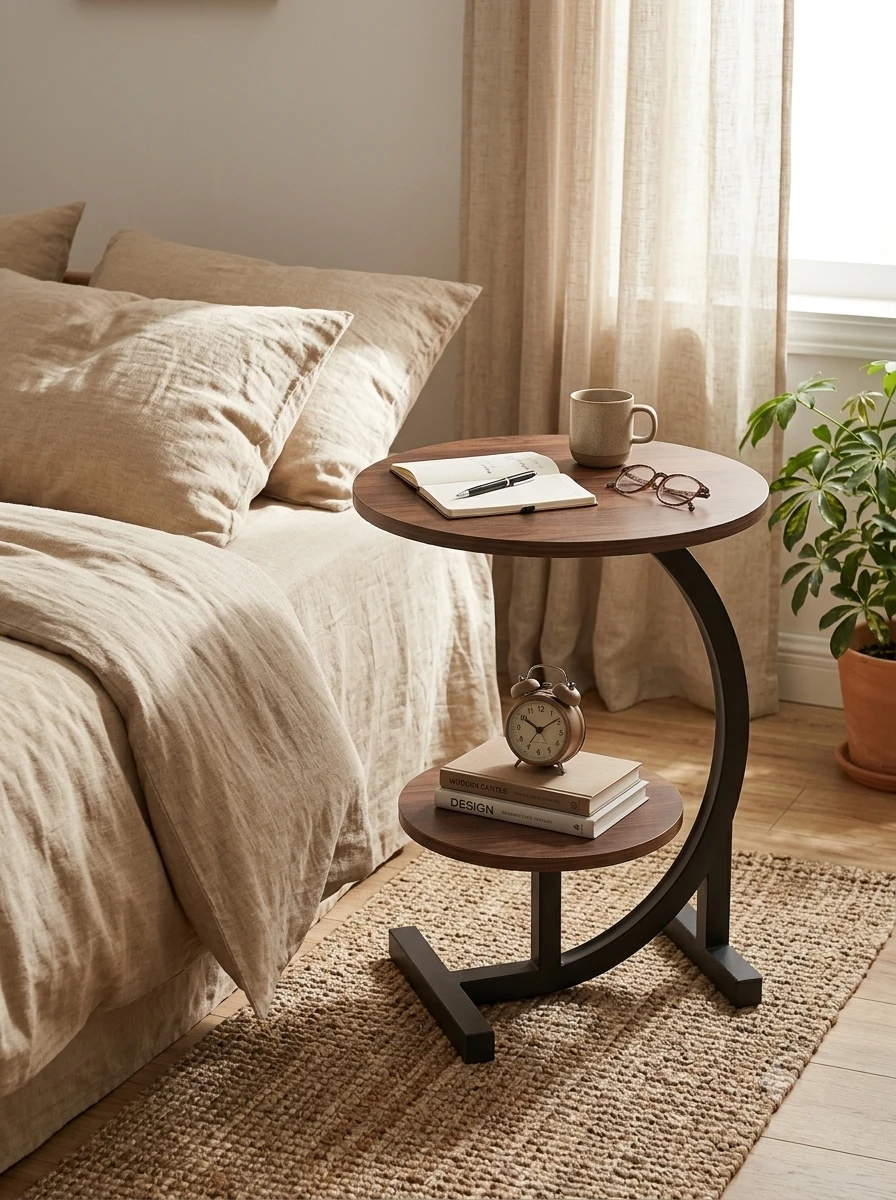 Brand New C-Shaped Side Table with Two Shelves - photo 4