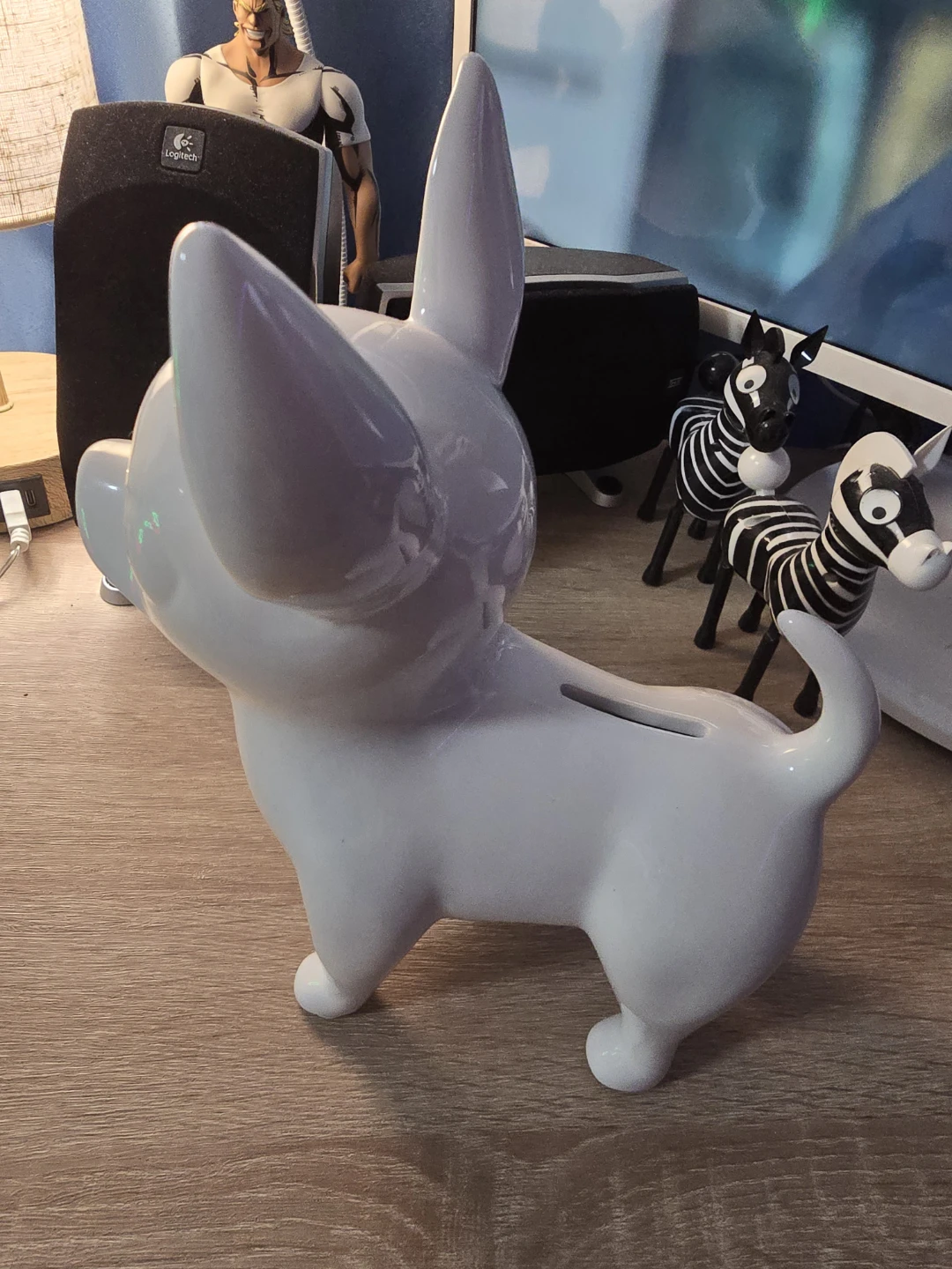 White Ceramic Dog Coin Bank - photo 2