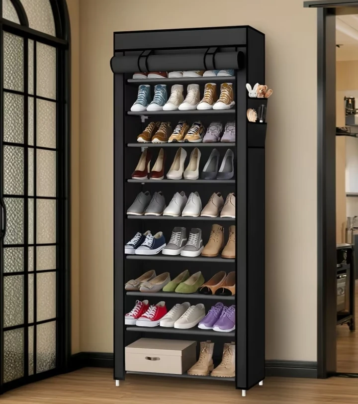 (BRAND NEW) 27 Pairs Dustproof Shoe Rack Organizer Black or Grey