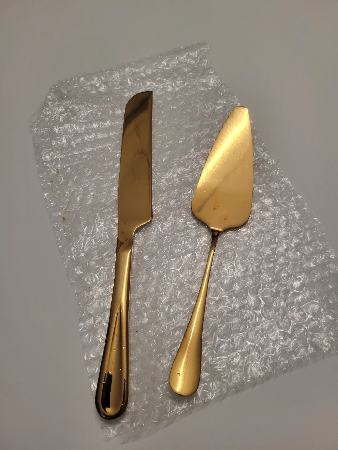 Gold Tone Cake Knife and Server Set