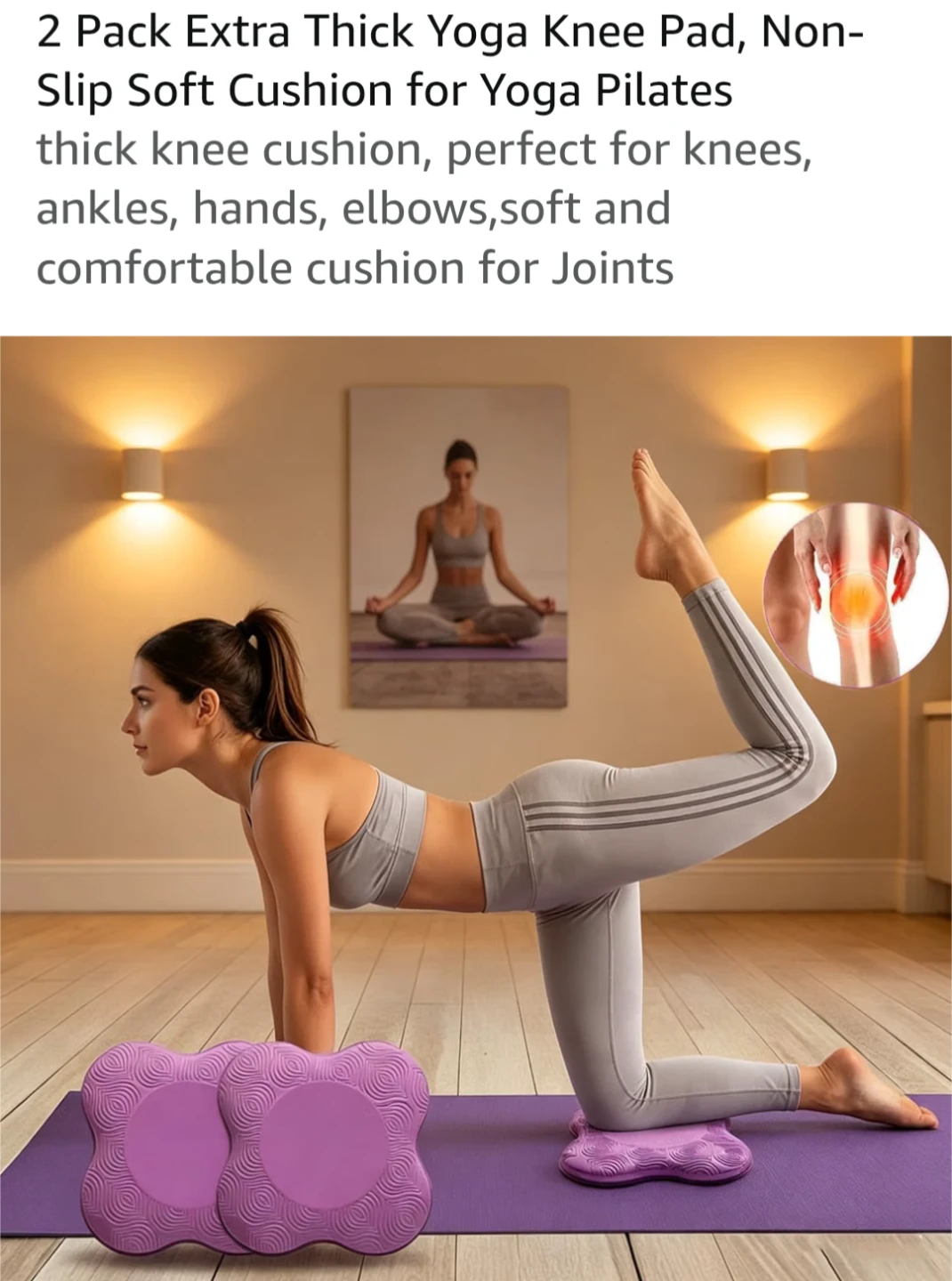 2 Pack Extra Thick Yoga Knee Pad 💜 - photo 4