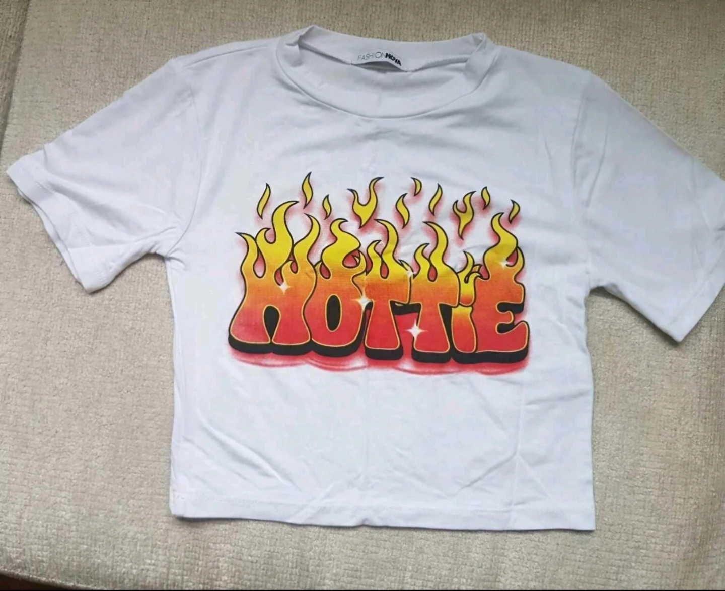 New Womens "Hottie" Graphic Tee Crop Top