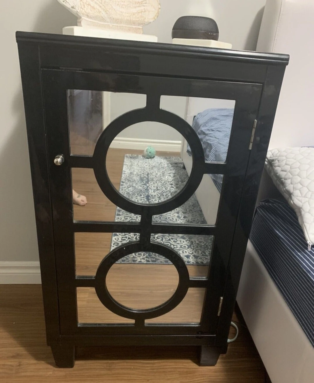 Black Mirrored Accent Cabinet