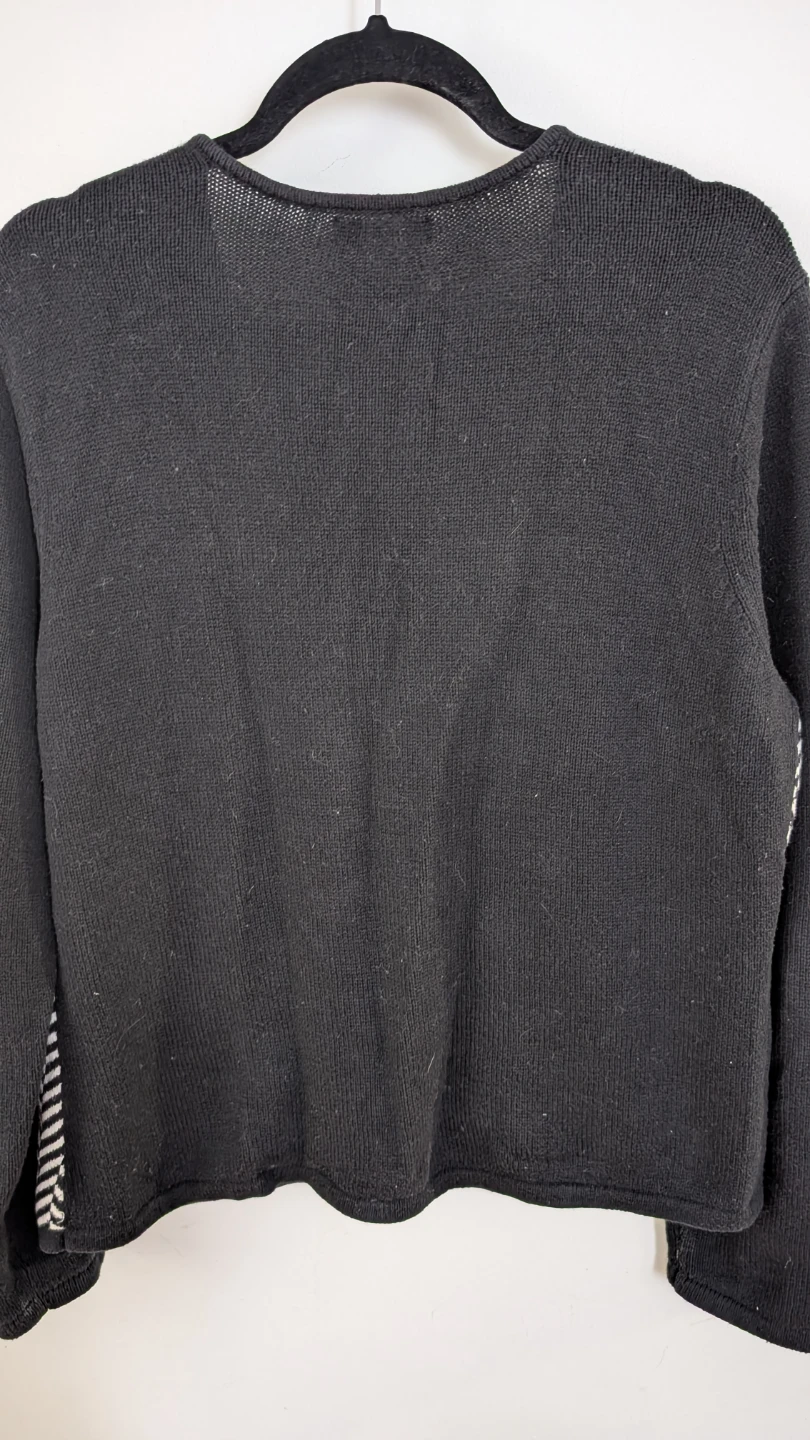Chaps Black and White Full-Zip Cardigan - photo 3