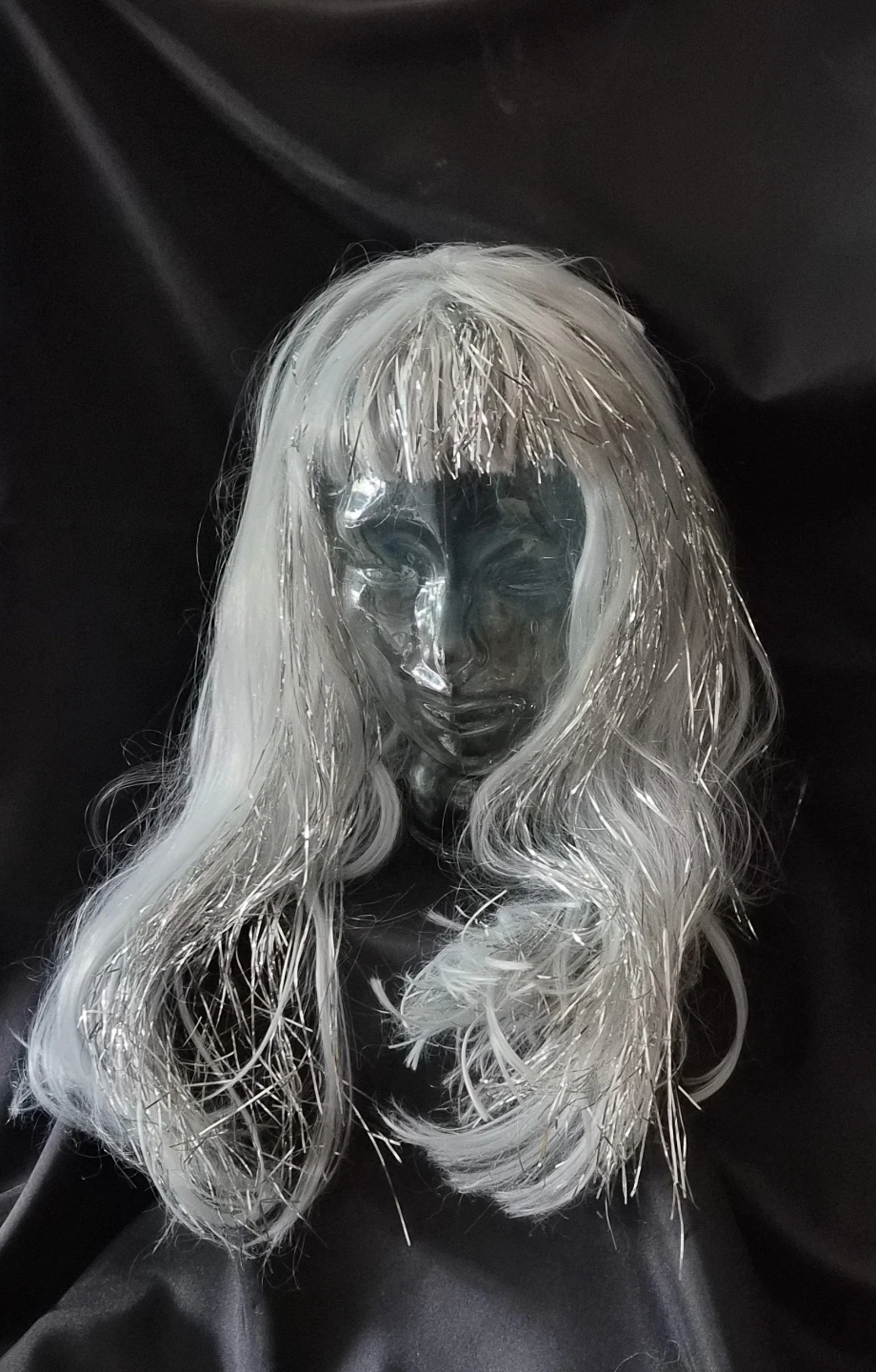 Blue-Silver Tinsel Costume Wig - photo 2