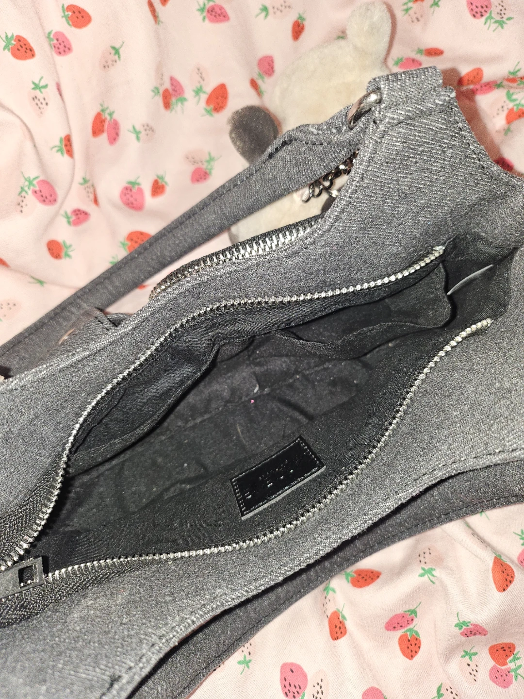 Ardene Charcoal Grey Denim Shoulder Bag Purse - photo 4