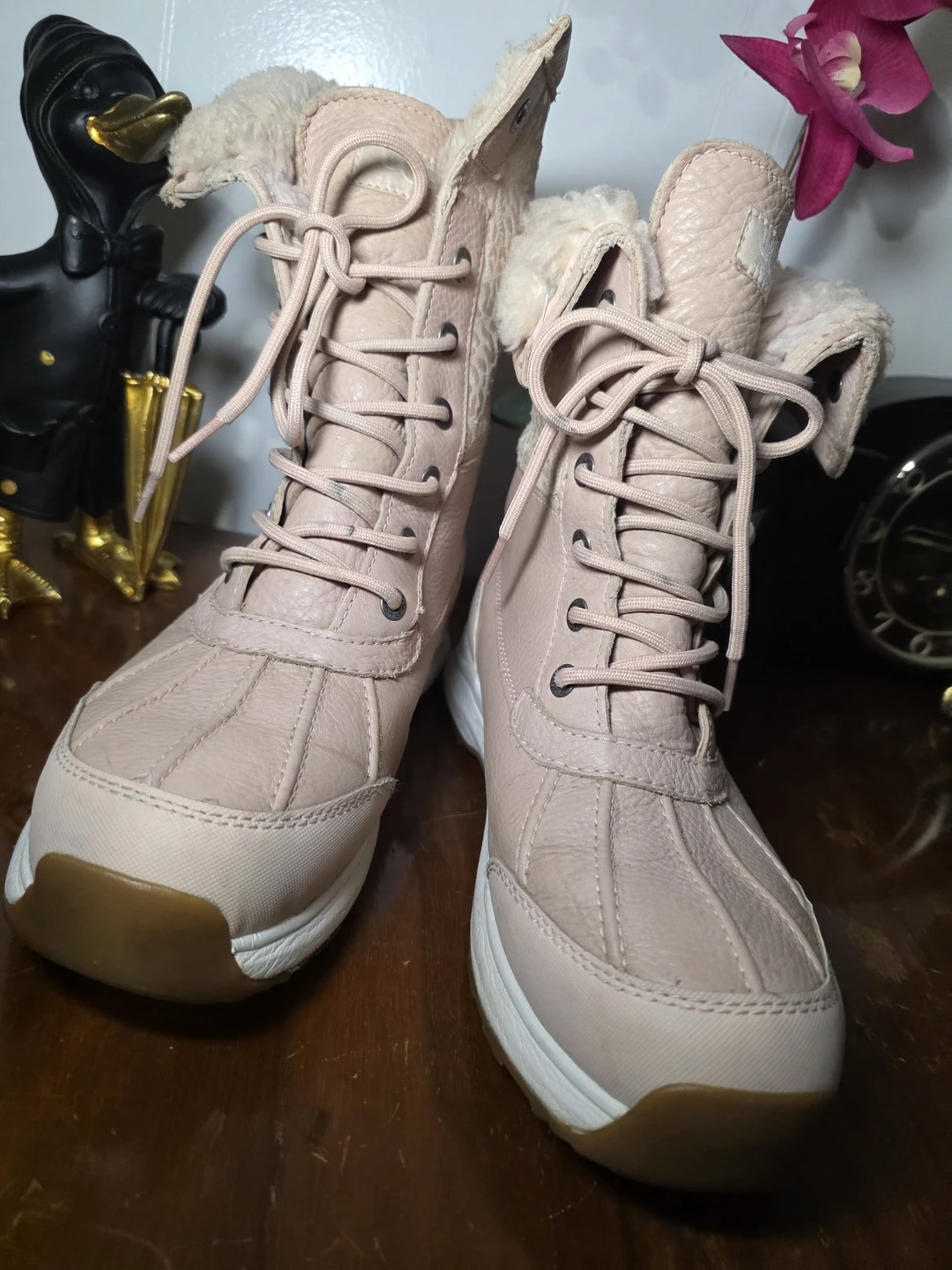 UGG Pink Lace-Up Winter Boots