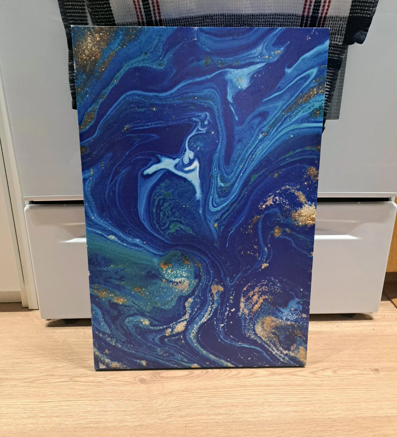 Blue and Gold Swirl Gallery Wrap Canvas